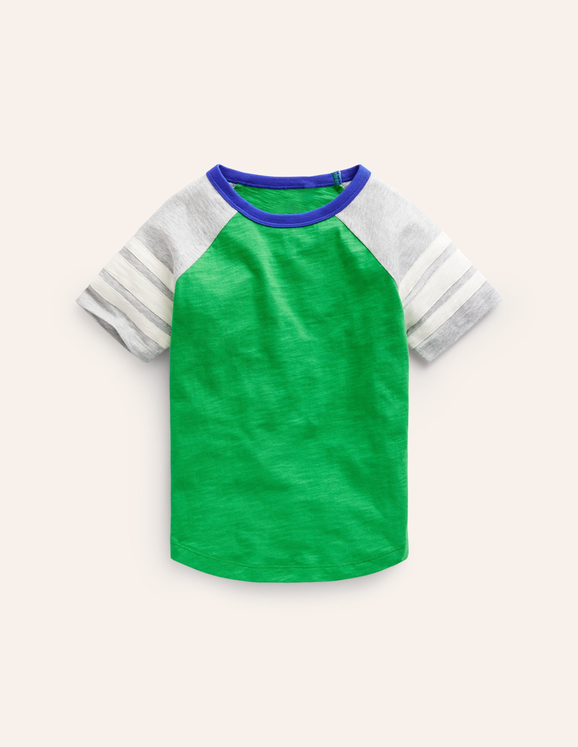 Short Sleeve Raglan T-shirt-Pea Green/Grey Marl/Calico - Image 1