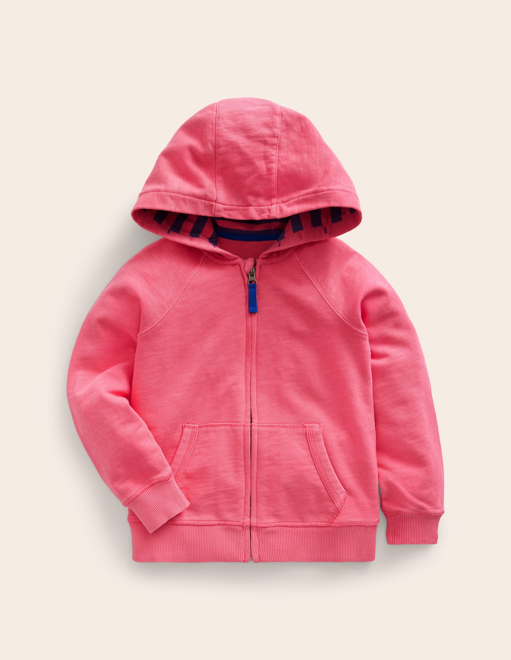 Garment Dye Zip-Through Hoodie-Rose Pink-1