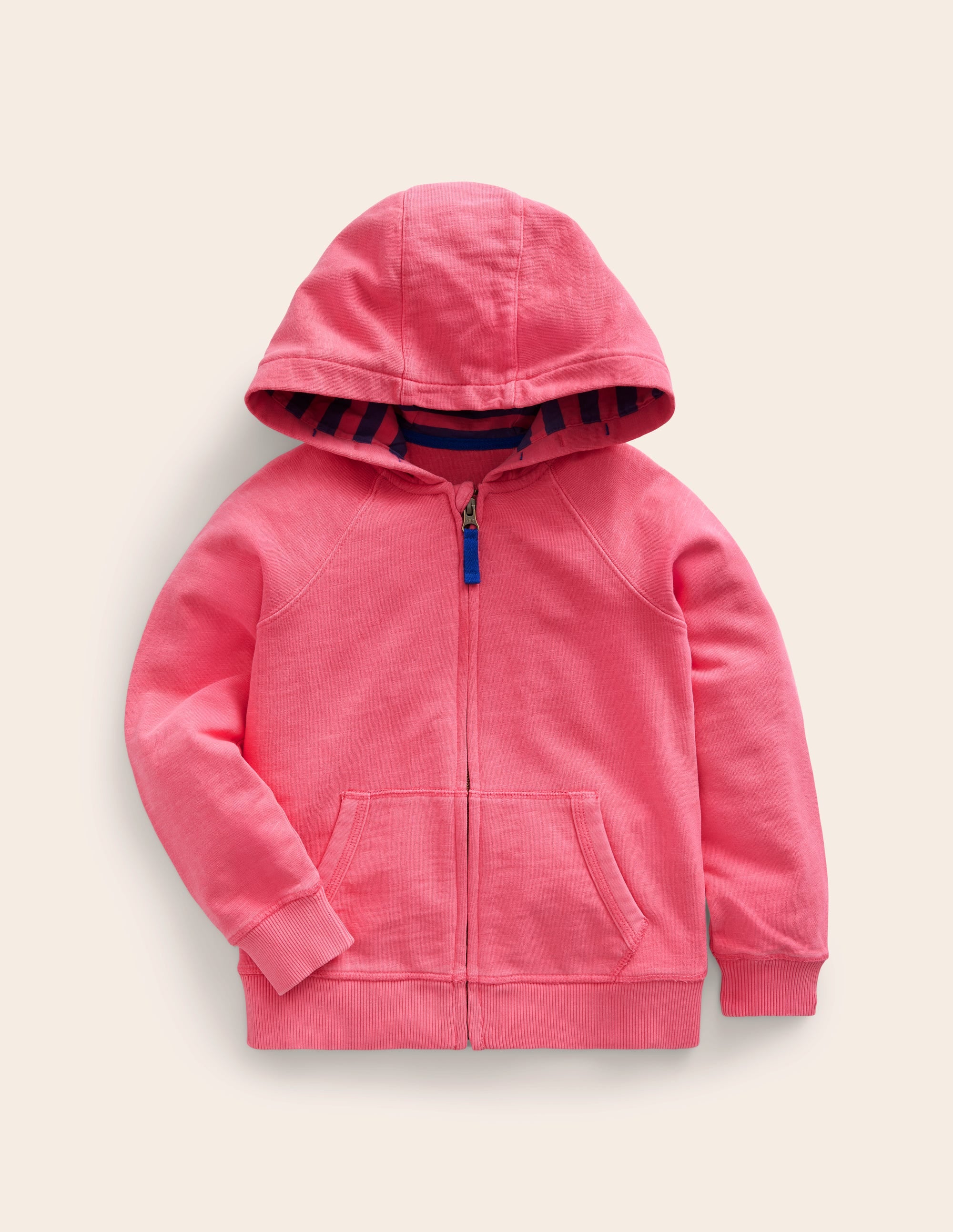 Garment Dye Zip-Through Hoodie-Rose Pink - Image 1