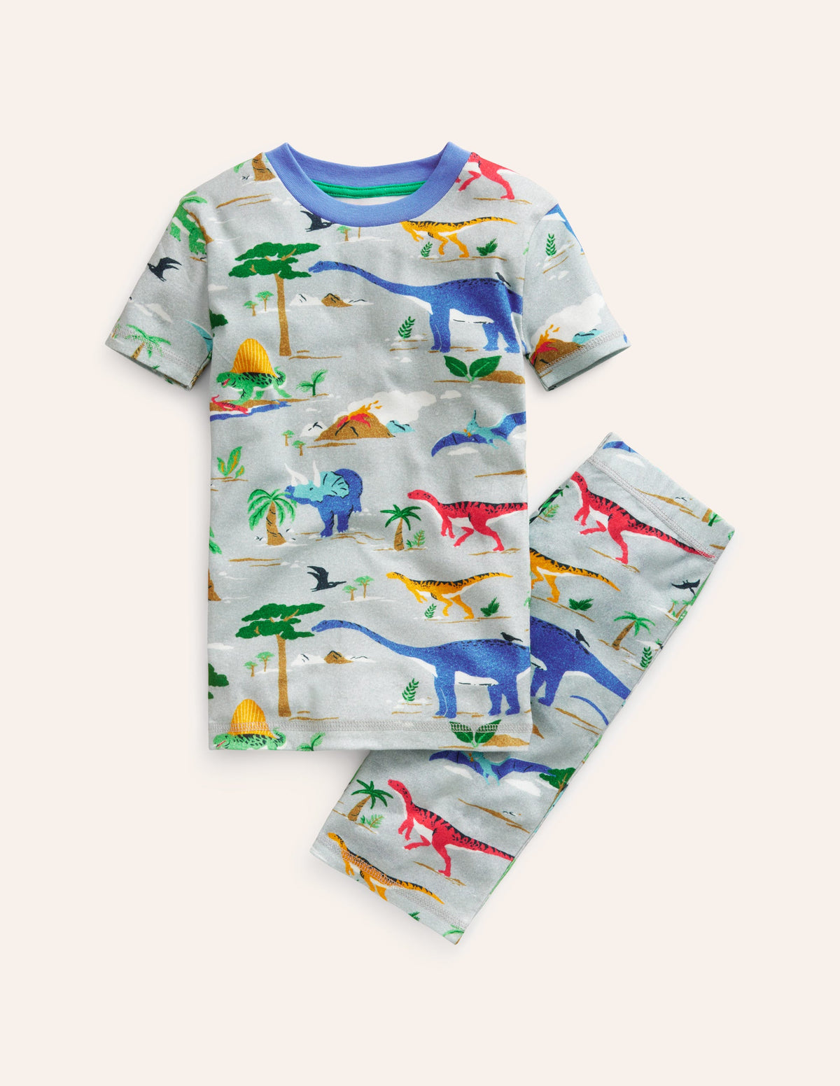 Snug Short John Pyjamas-Shale Grey Jurassic - Image 1