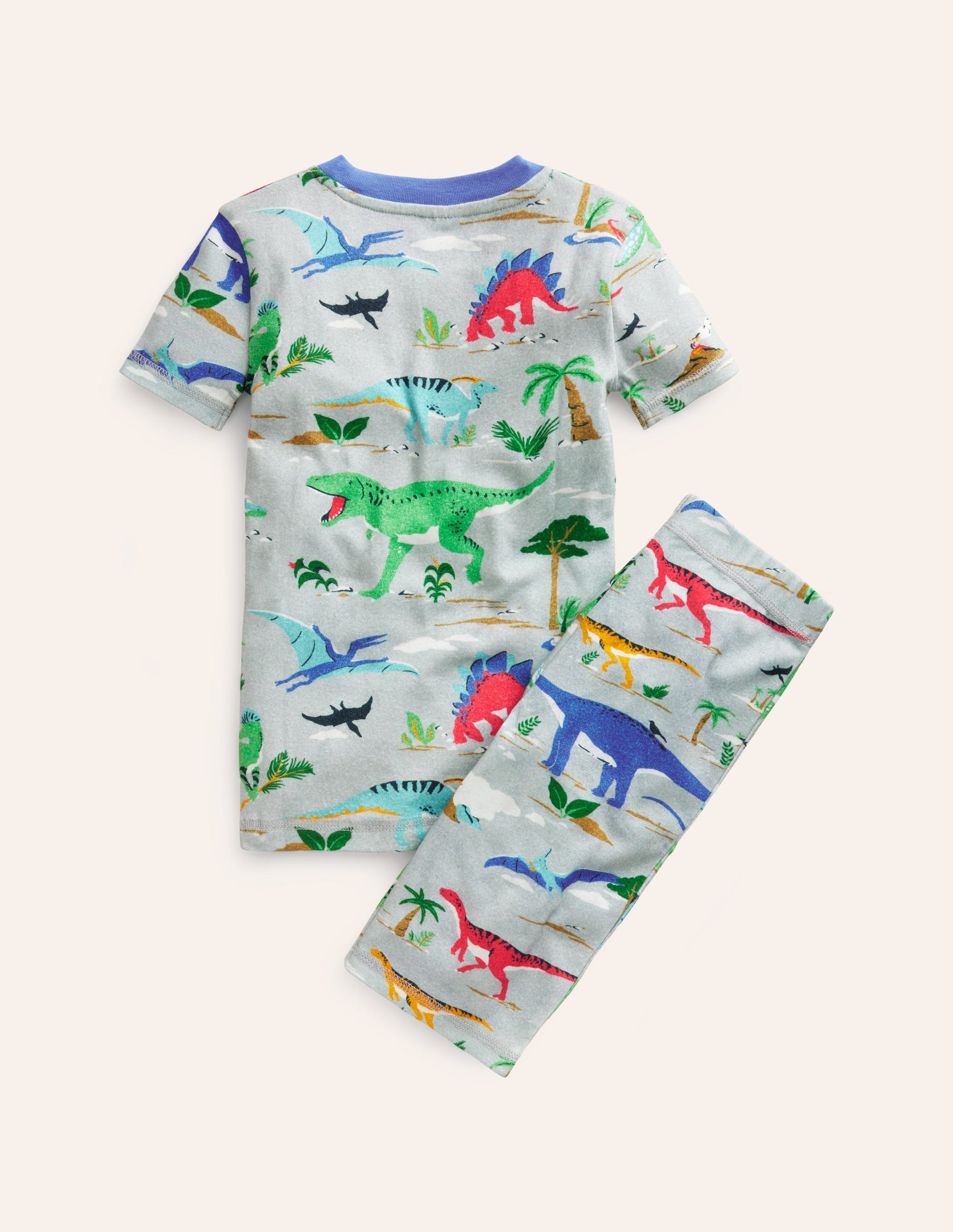 Snug Short John Pyjamas-Shale Grey Jurassic-2