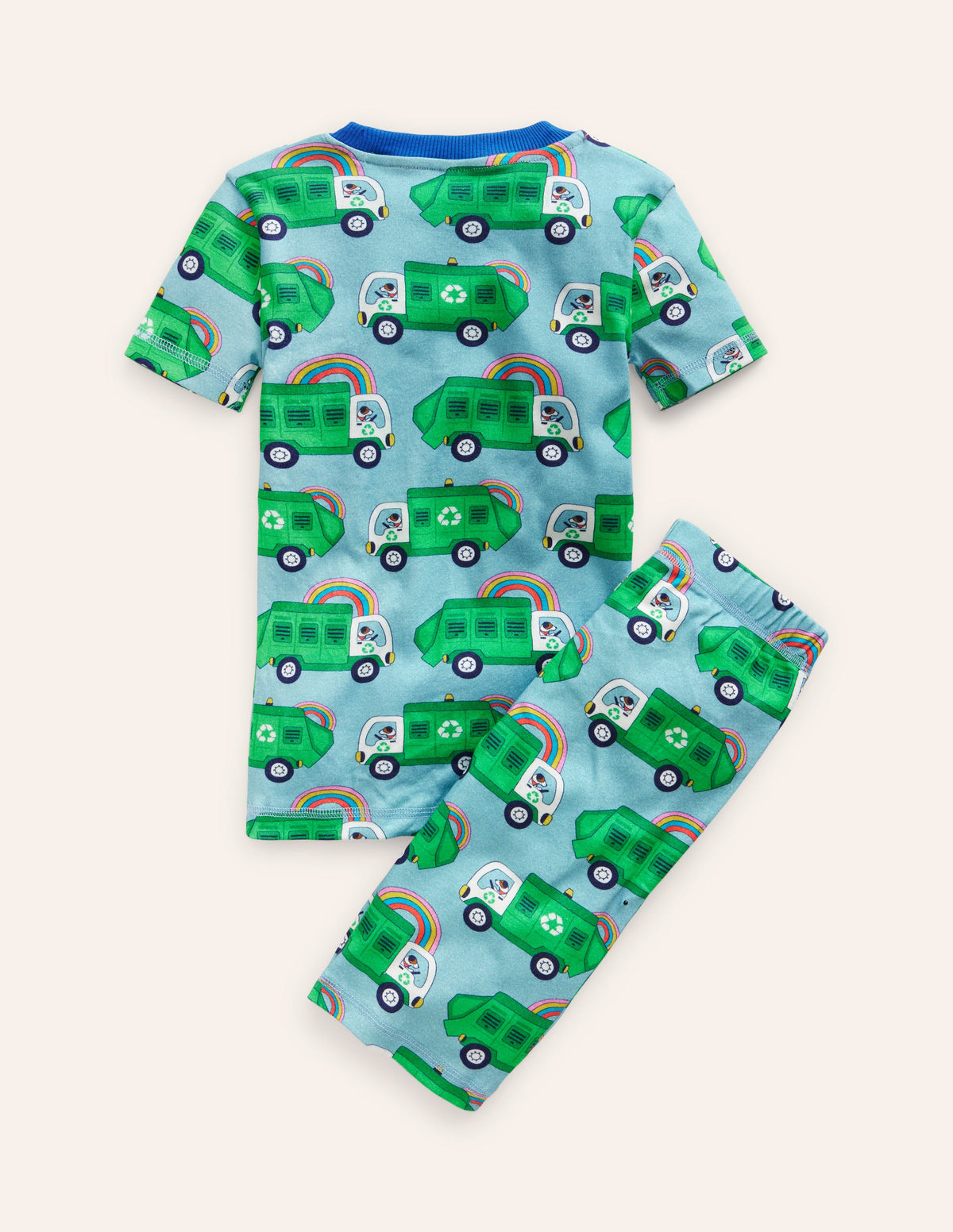 Snug Short John Pyjamas-Green Recycling Trucks-2