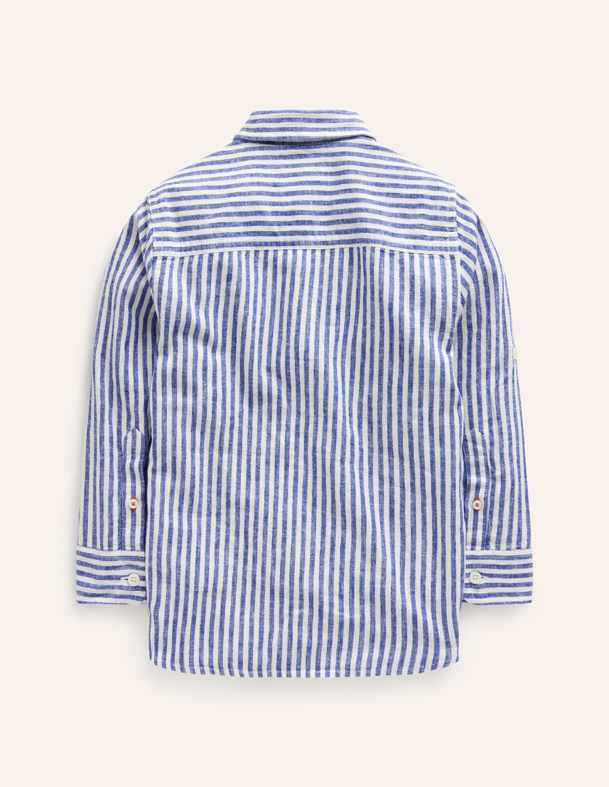 Long Sleeve Cotton Linen Shirt-College Navy / Ivory Stripe-2