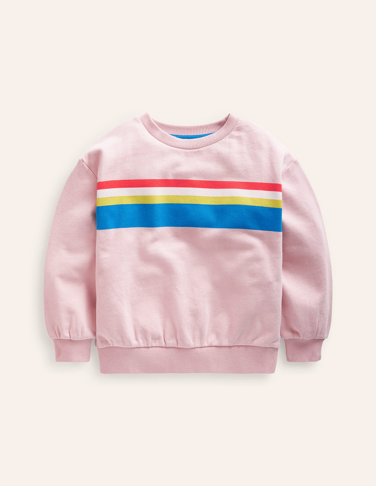 Printed Stripe Sweatshirt-Ballet Pink Multi Chest Stripe-1