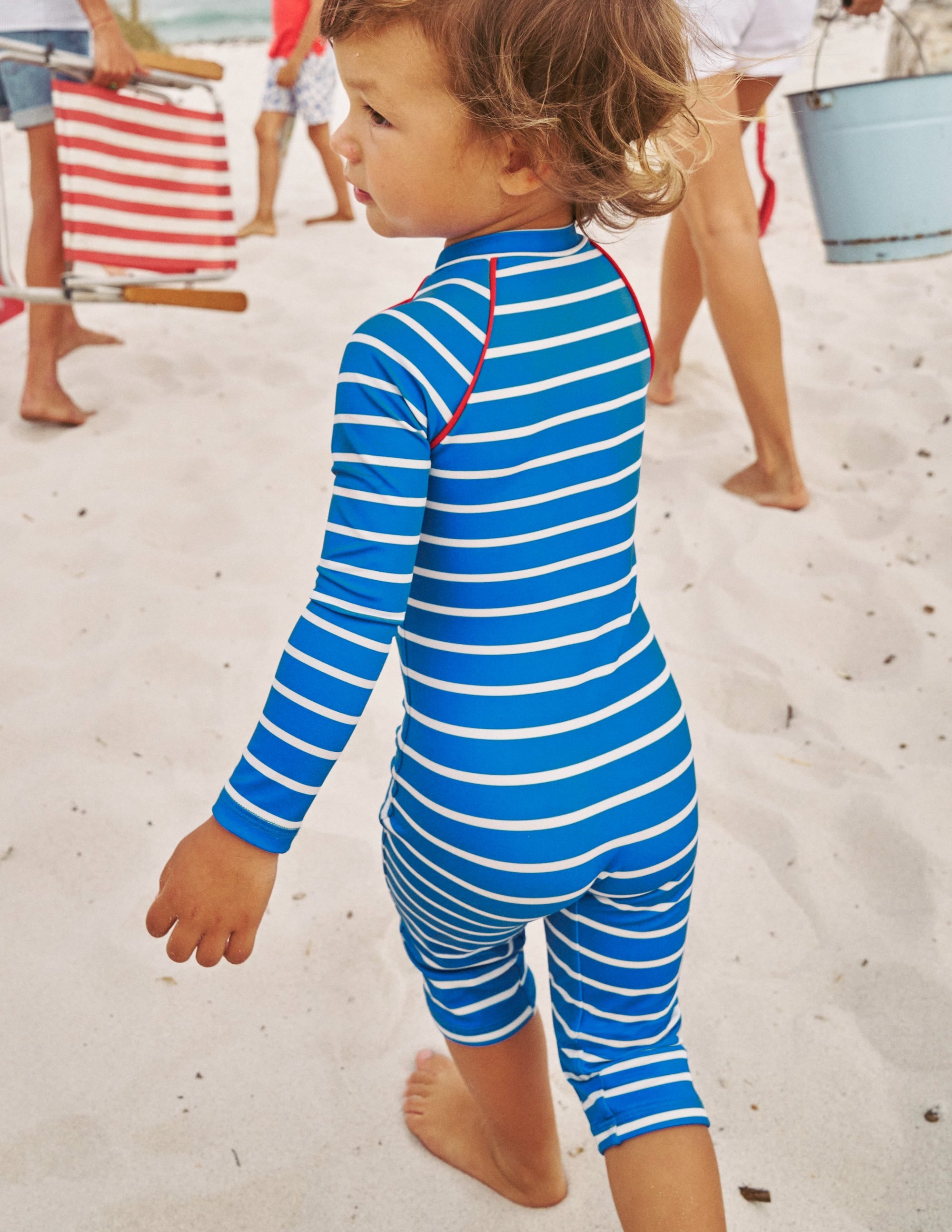 Sun Safe Surf Suit-Greek Blue and Ivory Stripe - Image 5