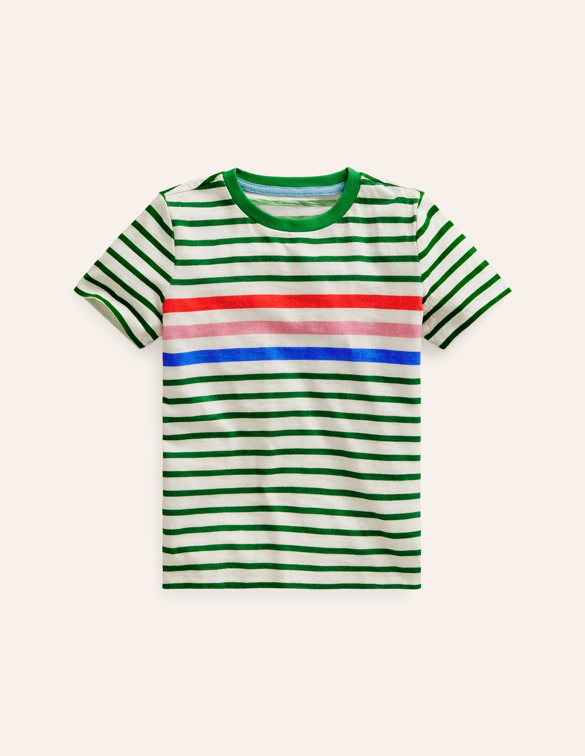 Rainbow Stripe Slub T-shirt-Highland Green Multi Stripe - Image 1