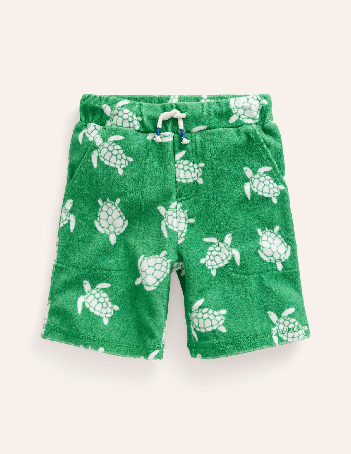 Towelling Sweat Shorts-Pea Green Turtles - Image 1