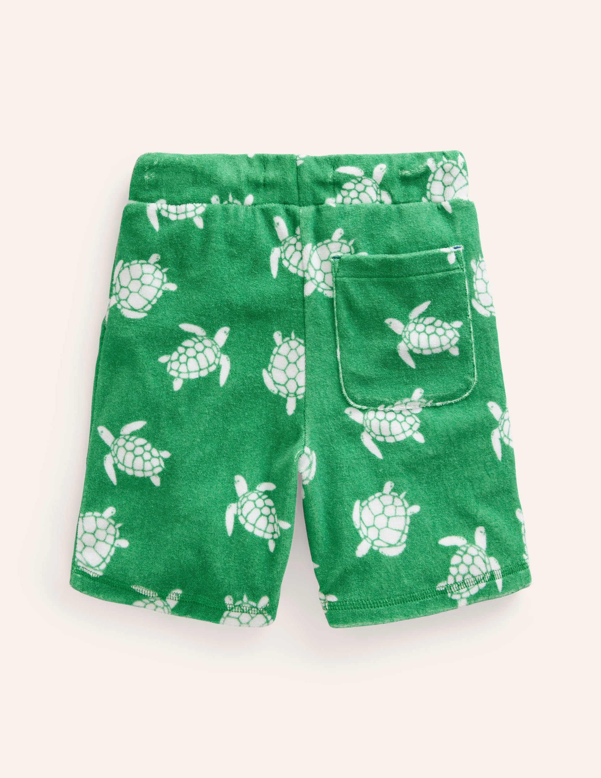 Towelling Sweat Shorts-Pea Green Turtles-2