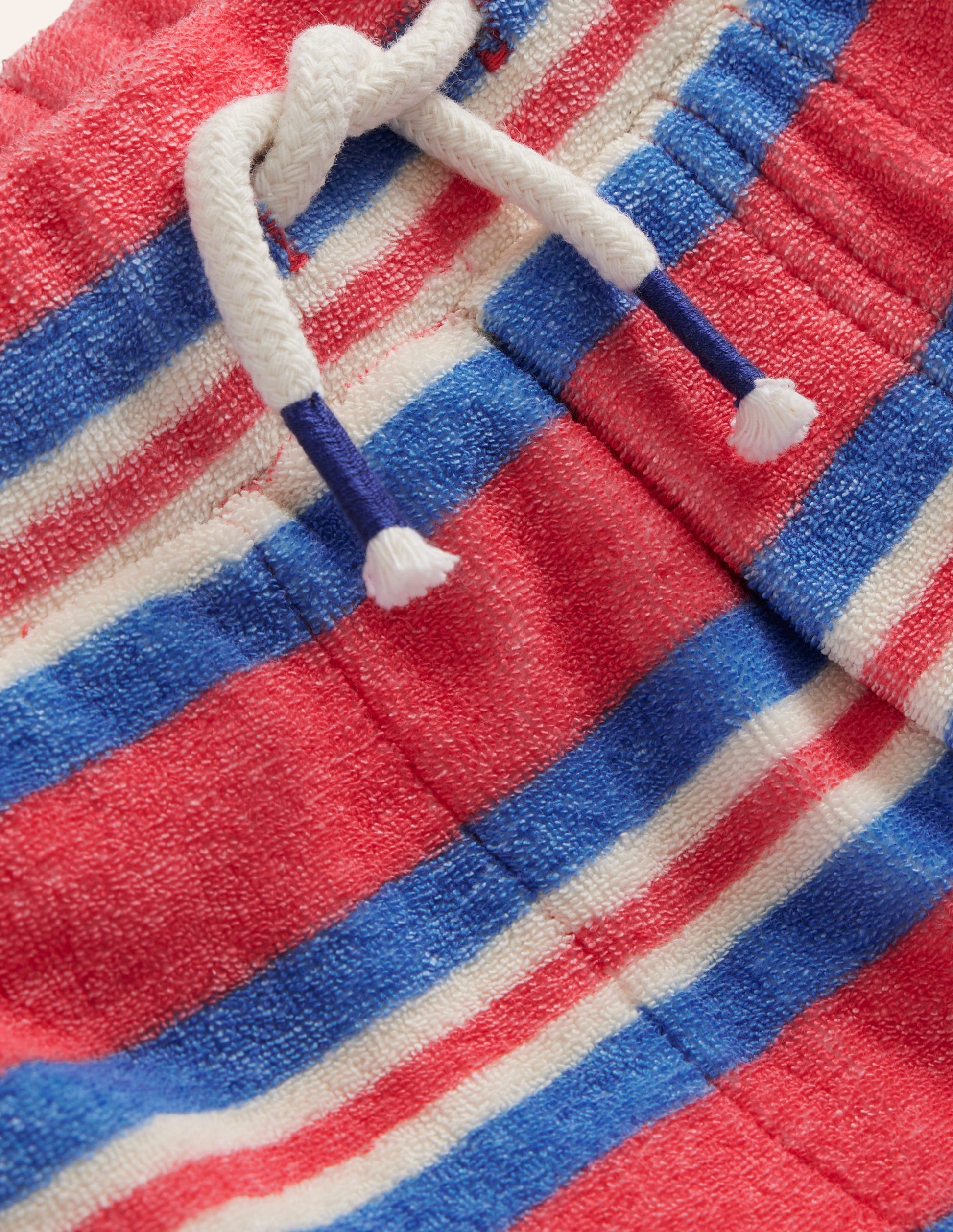 Towelling Sweat Shorts-Jam Red/ Cabana Blue Stripe-3