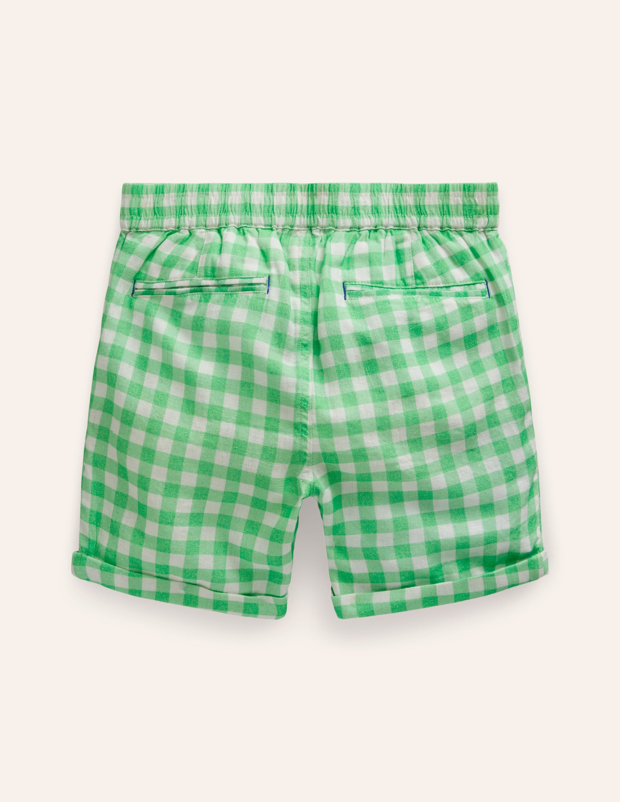 Smart Roll Up Shorts-Pea Green Gingham - Image 4