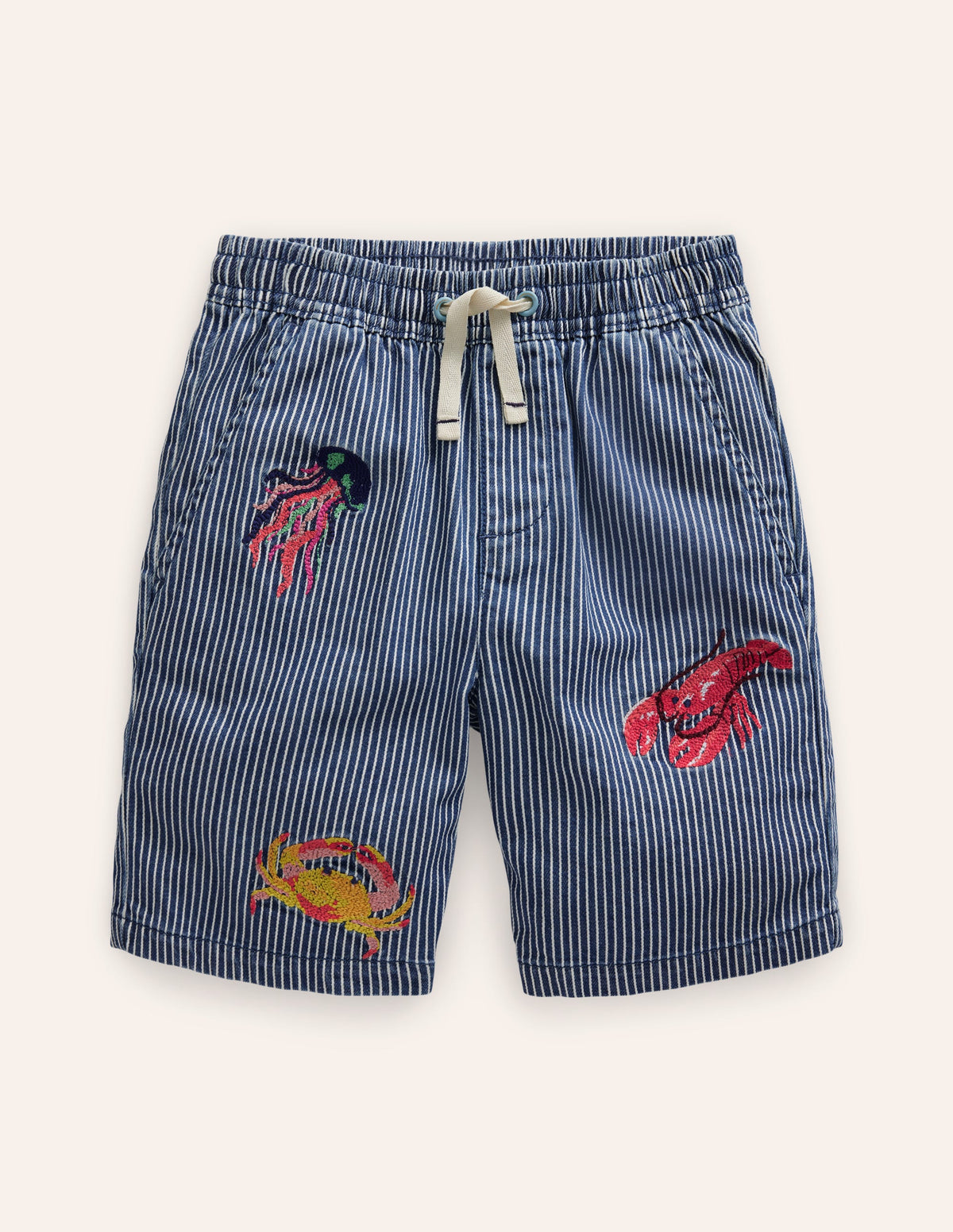 Superstitch Shorts-Blue / Ecru Ticking Stripe-1