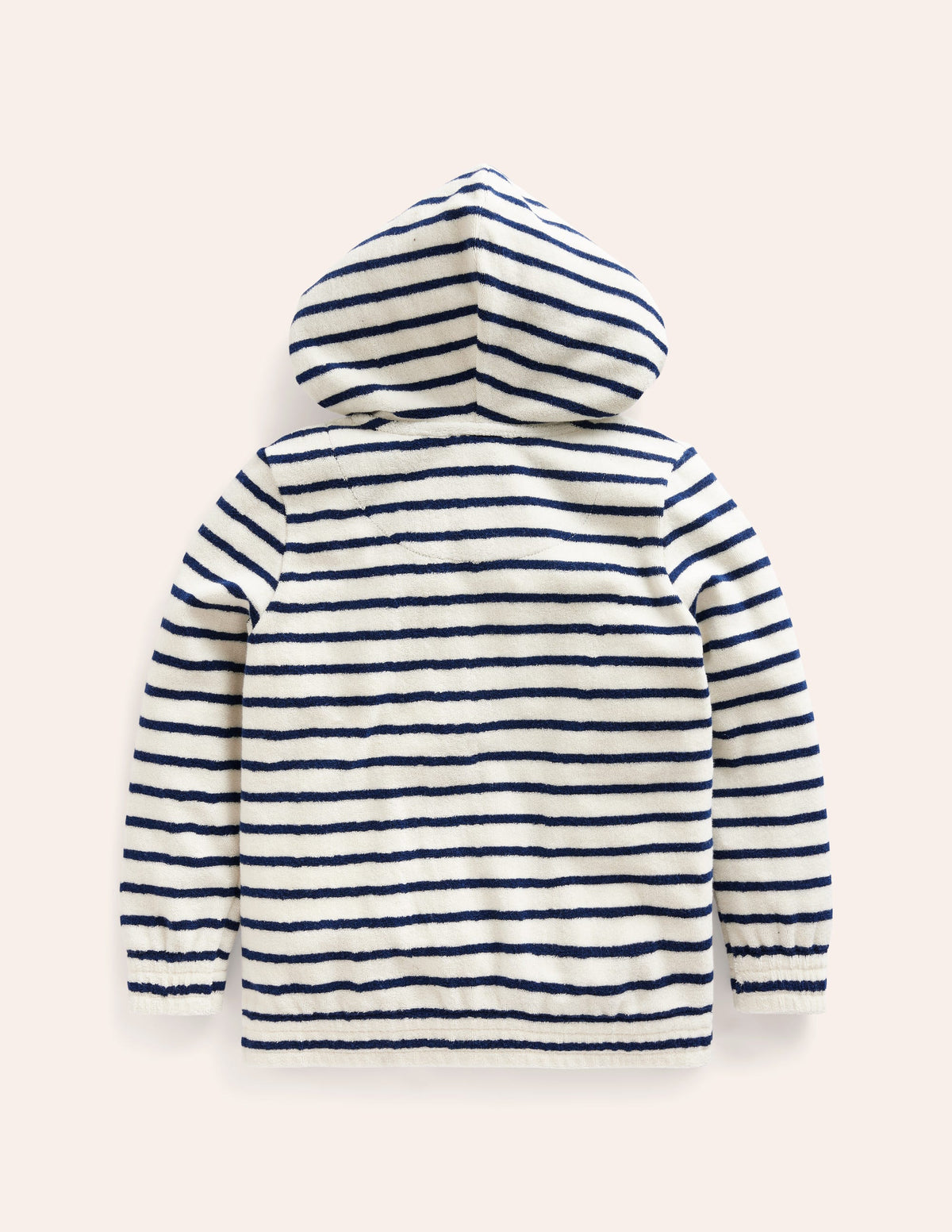 Towelling Zip-Through Hoodie-Ivory/ Greek Blue Stripe Shark-2