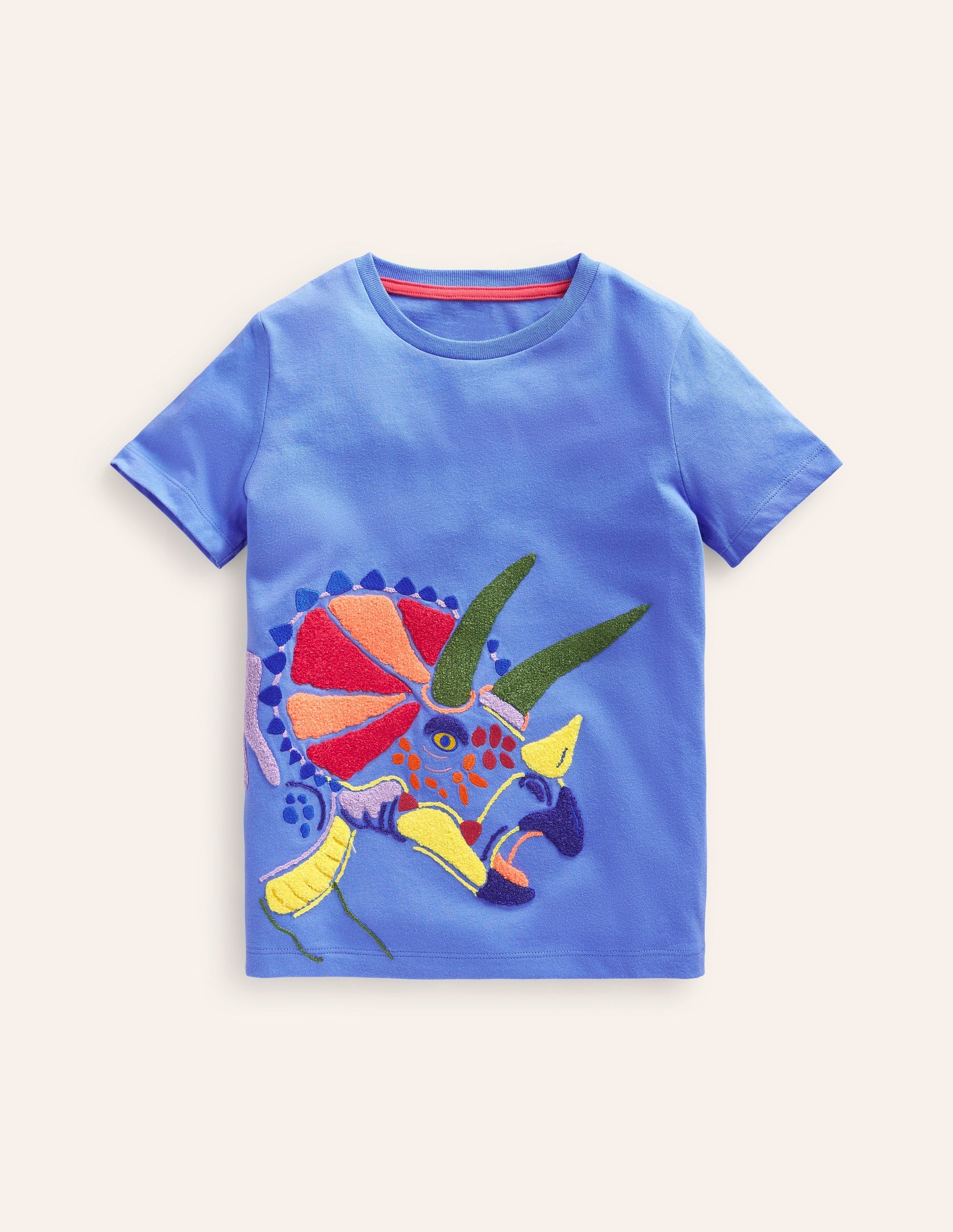 Boucle Detail Animal T-shirt-Surf Blue Dino-1