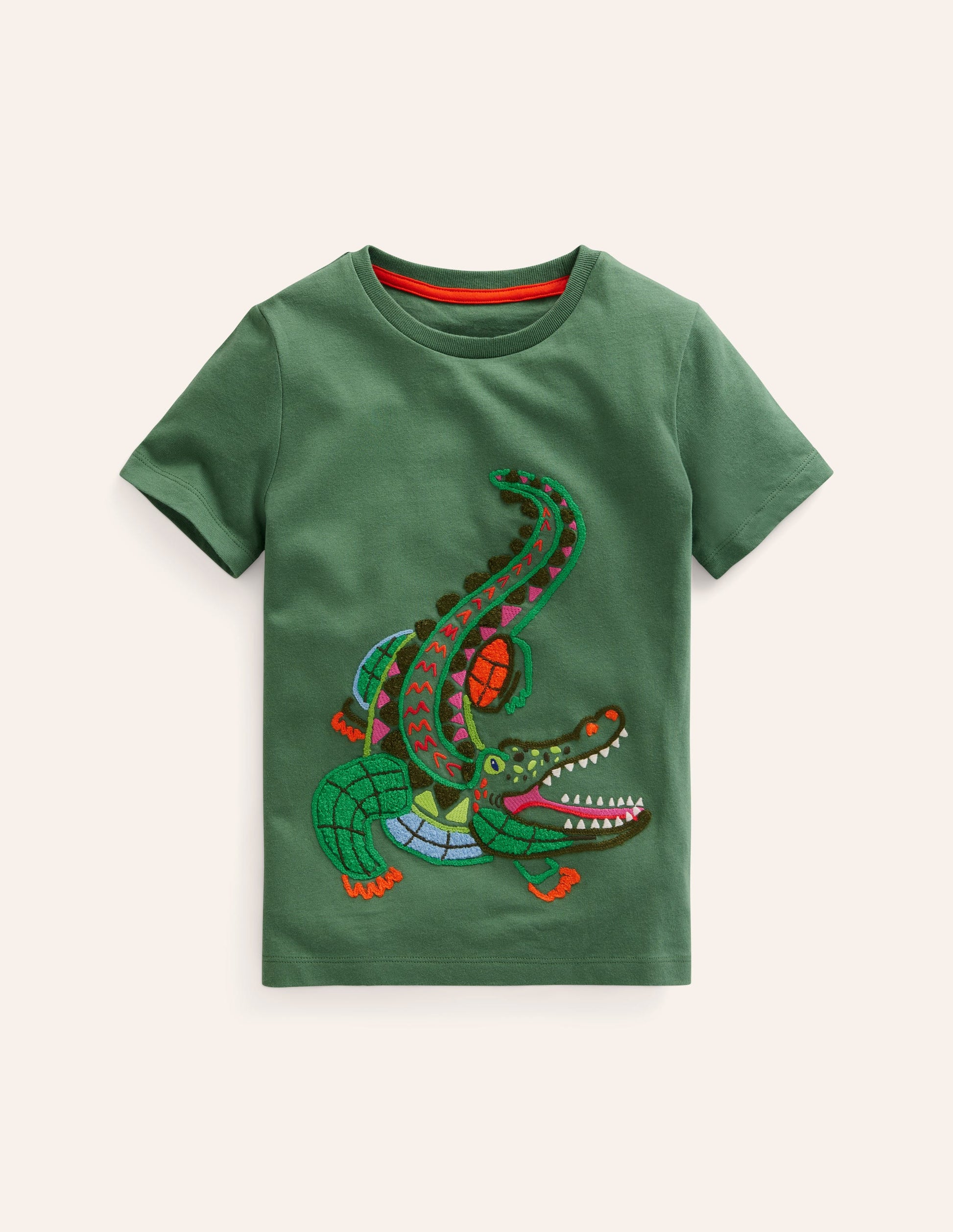 Boucle Detail Animal T-shirt-Rosemary Green Crocodile-1