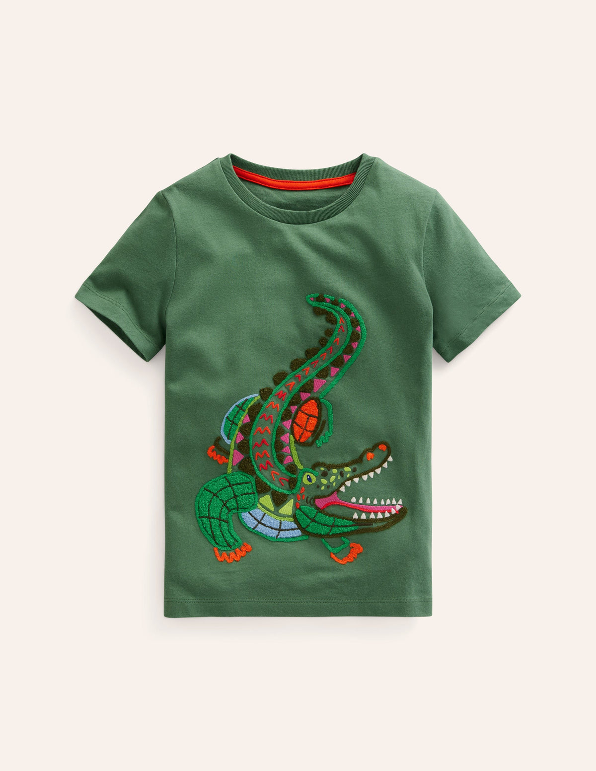 Boucle Detail Animal T-shirt-Rosemary Green Crocodile - Image 1