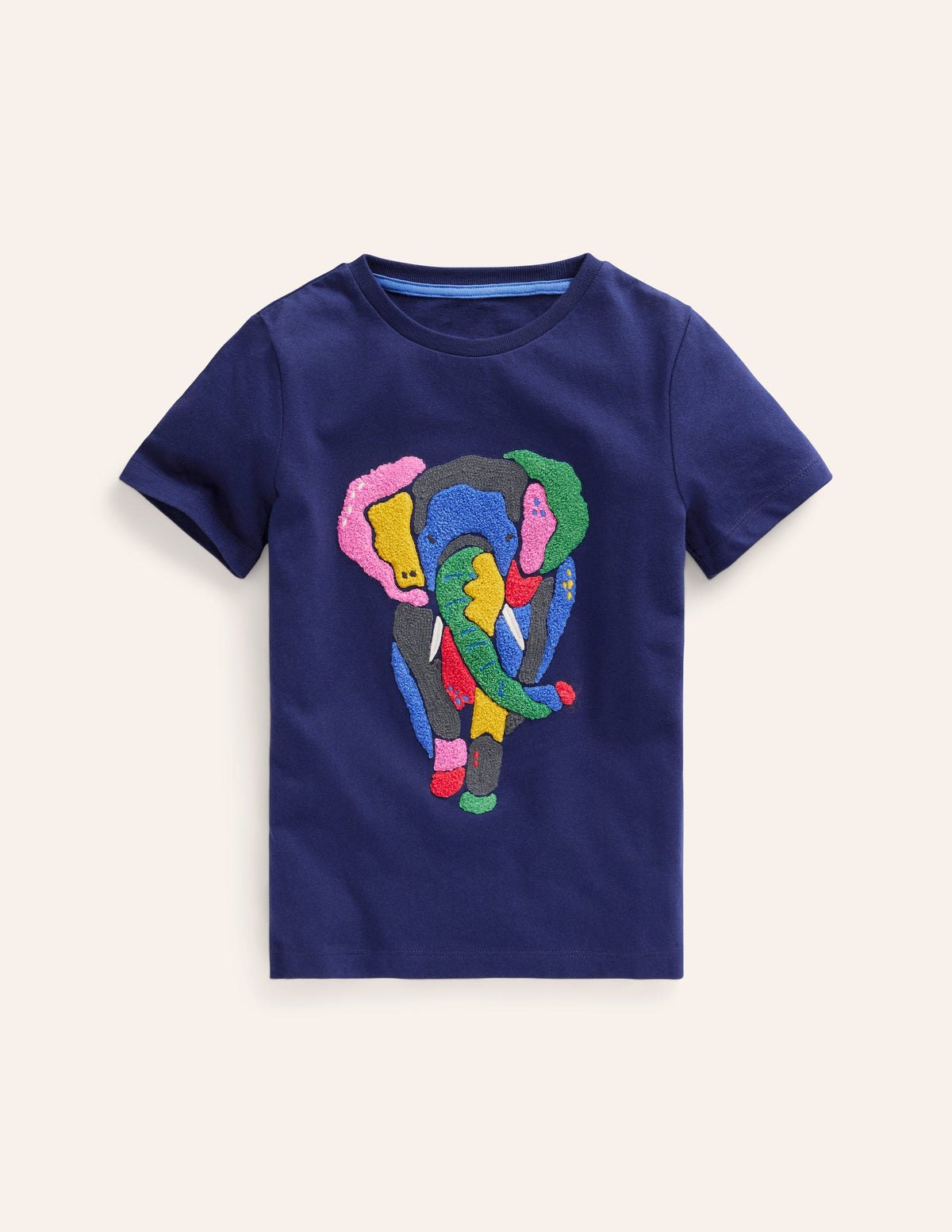 Boucle Detail Animal T-shirt-College Navy Elephant - Image 1