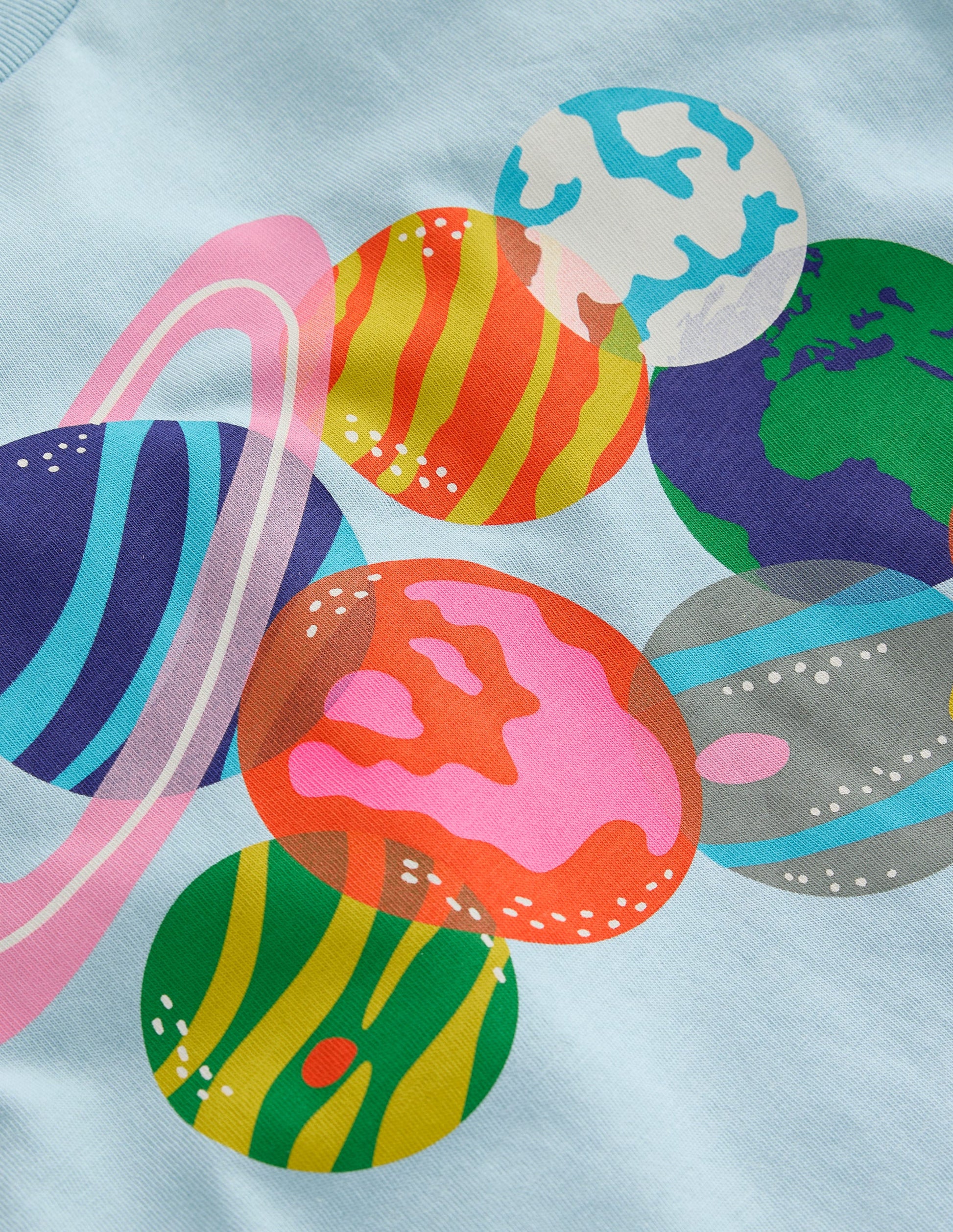 Riso Printed T-shirt-Vintage Blue Planets-3