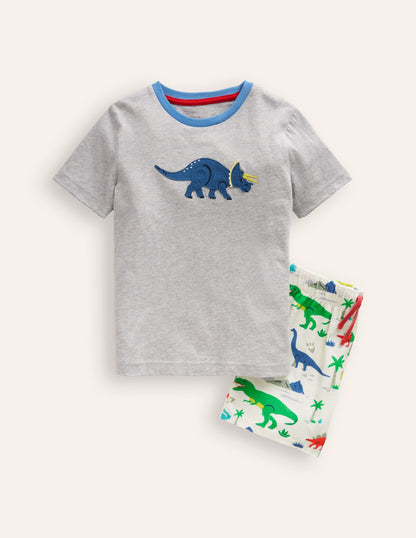 Fun Jersey Play Set-Grey Marl/ Dinosaur-1