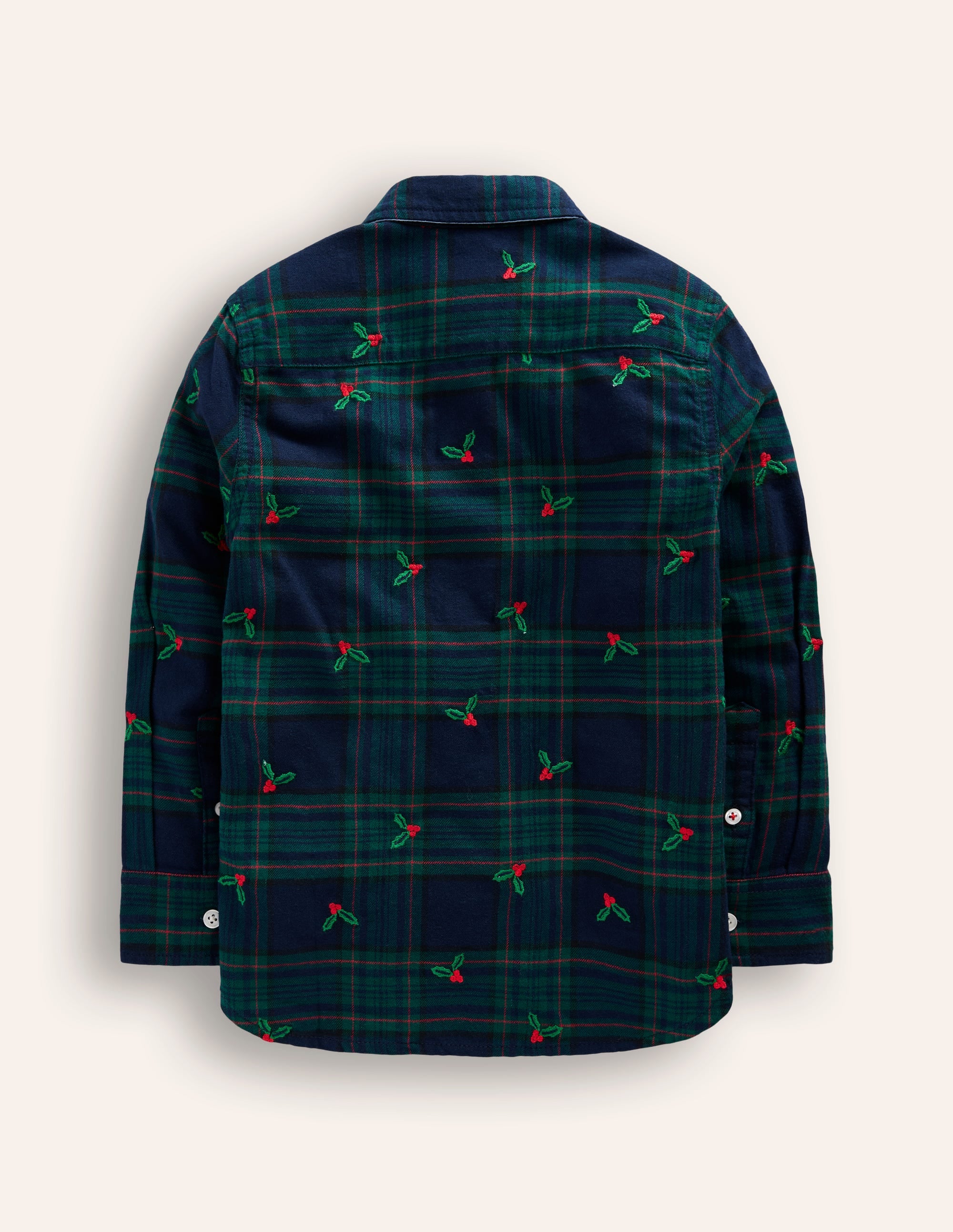 Cosy Cotton Check Shirt-Christmas Embroidered Check - Image 2