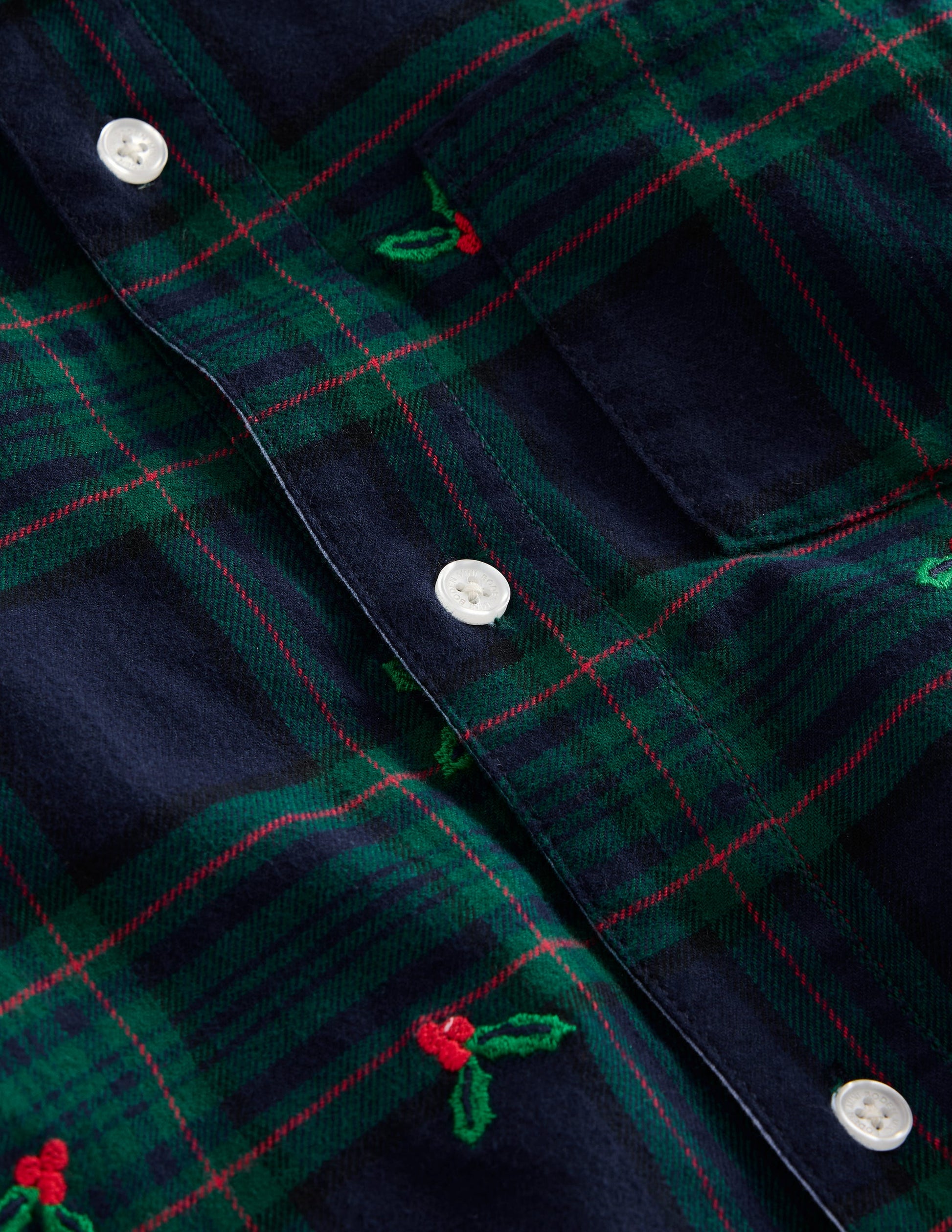 Cosy Cotton Check Shirt-Christmas Embroidered Check-3