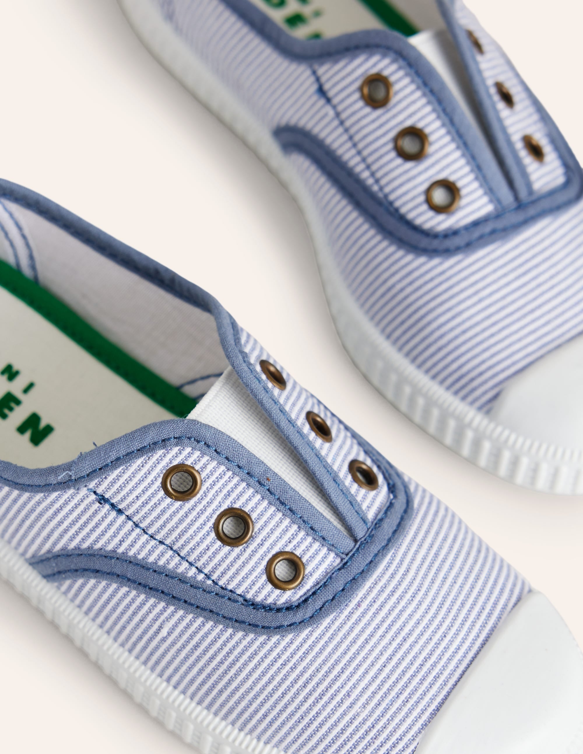 Laceless Canvas Pull-ons-Blue Ticking Stripe - Image 3