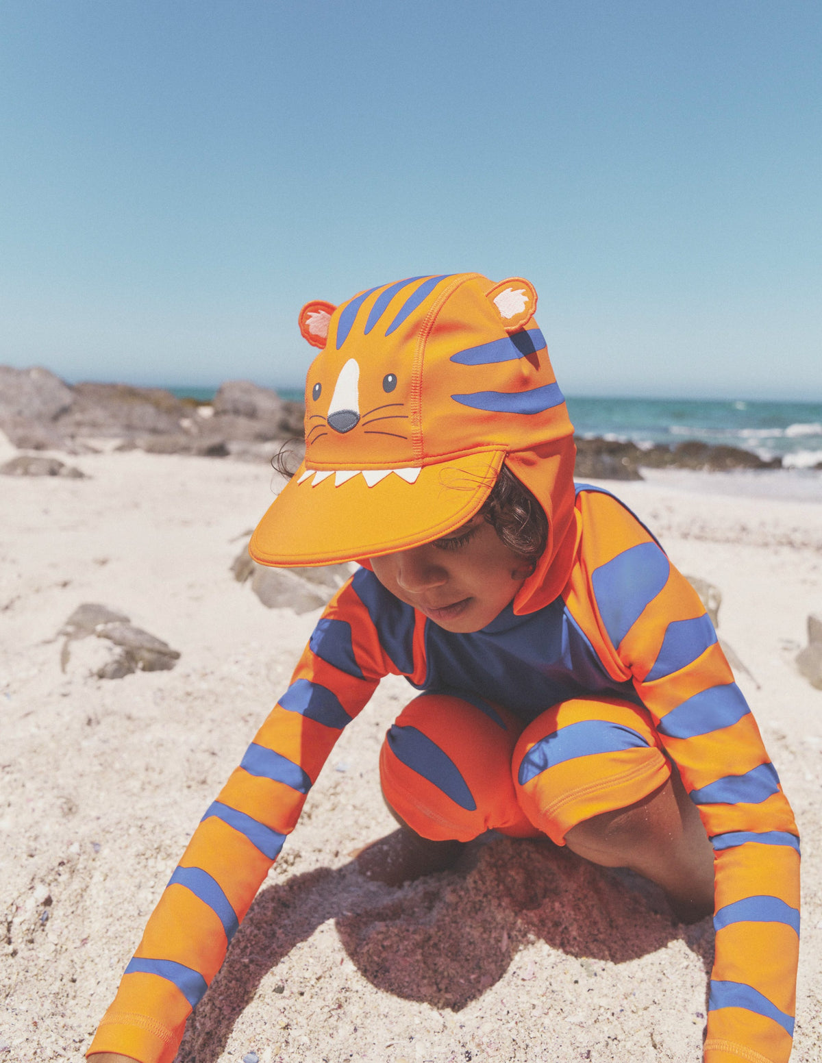 Sun Safe Swim Hat-Orange Tiger - Image 3