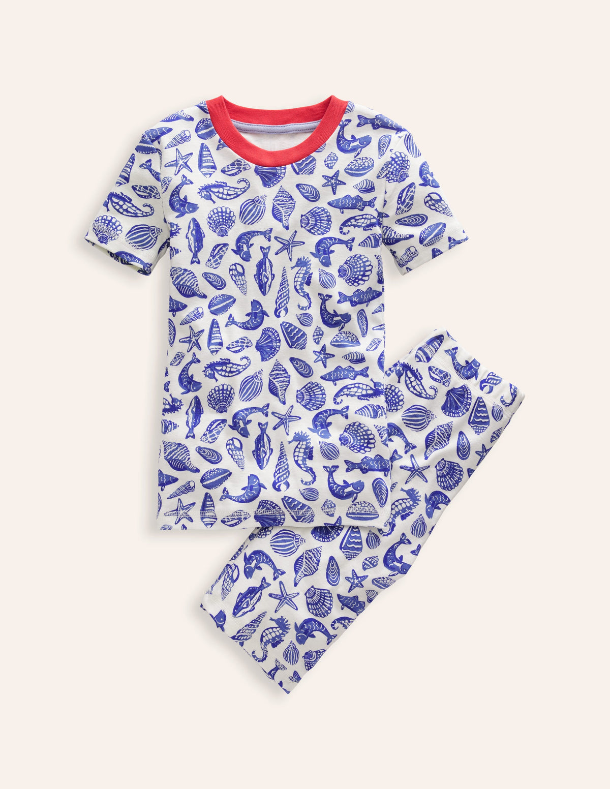 Snug Short John Pyjamas-Sapphire Blue Seashore-1