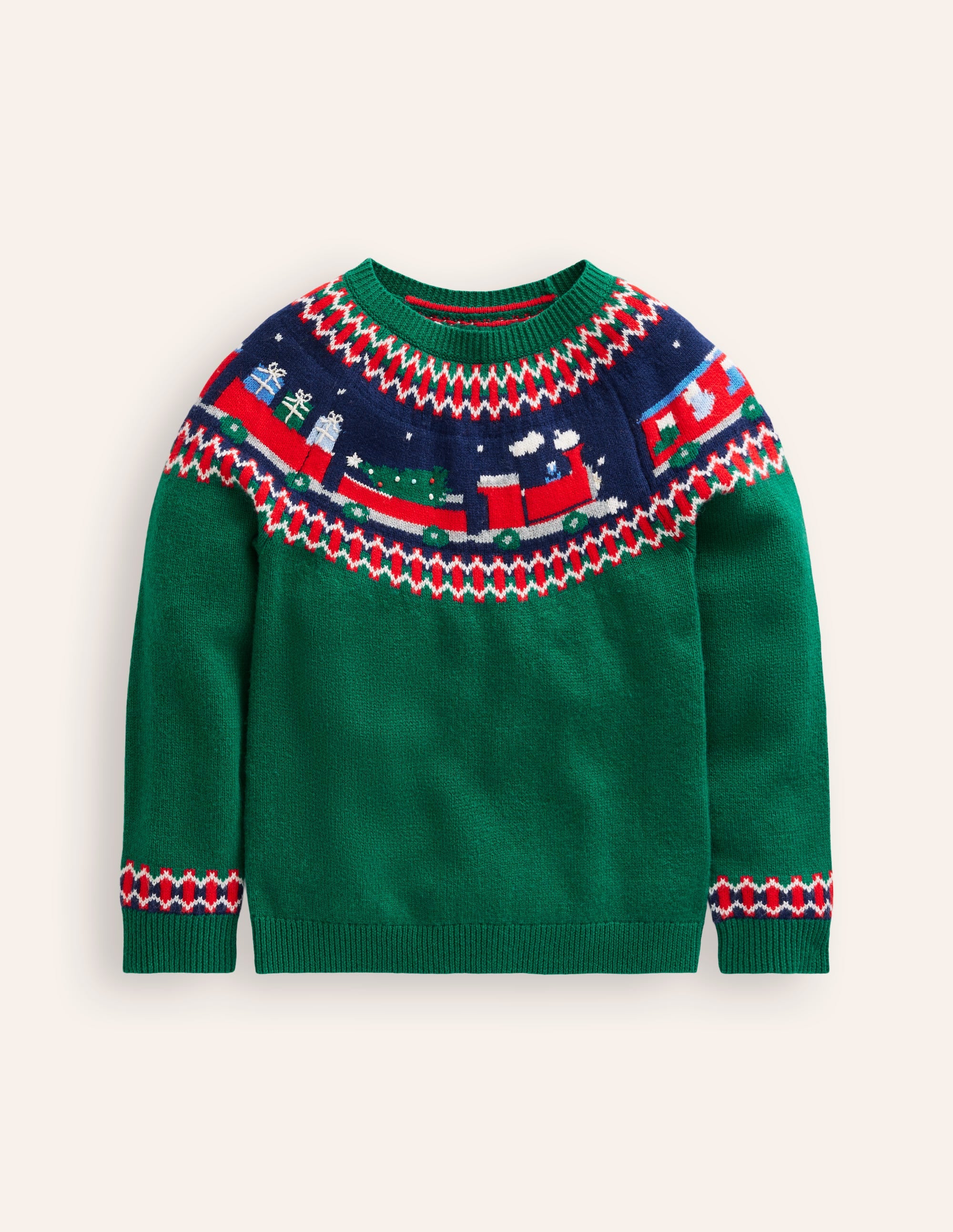 Fair Isle Jumper-Jewel Green Train - Image 3