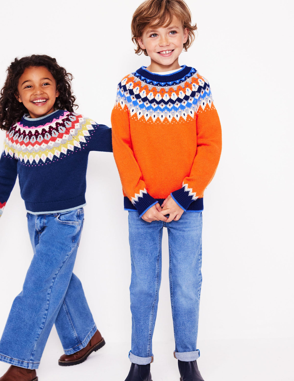 Fair Isle Jumper-Terracotta Orange-5