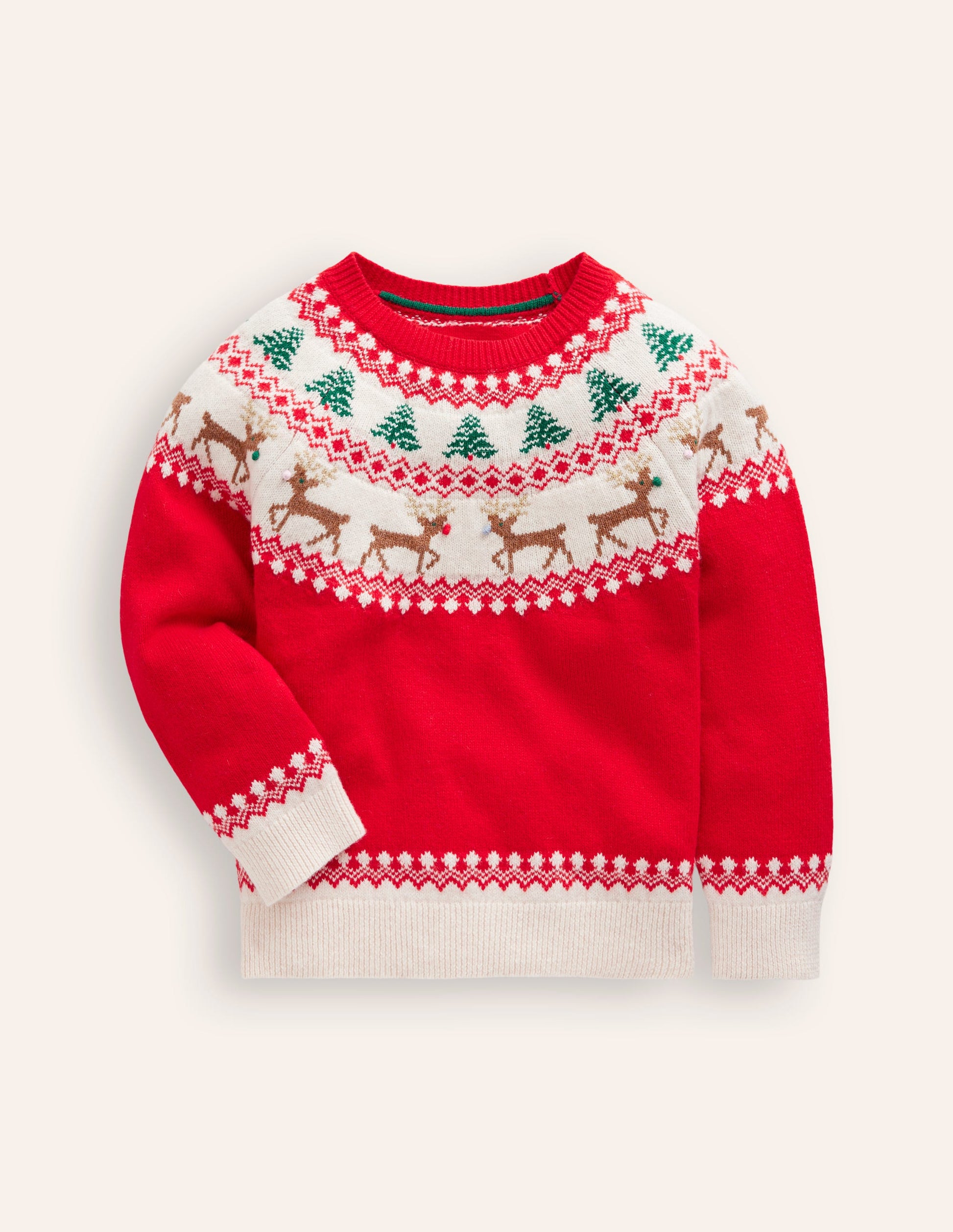 Fair Isle Jumper-Poppy Red Reindeer-1