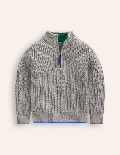Heritage Half-Zip Jumper-Grey Marl-1