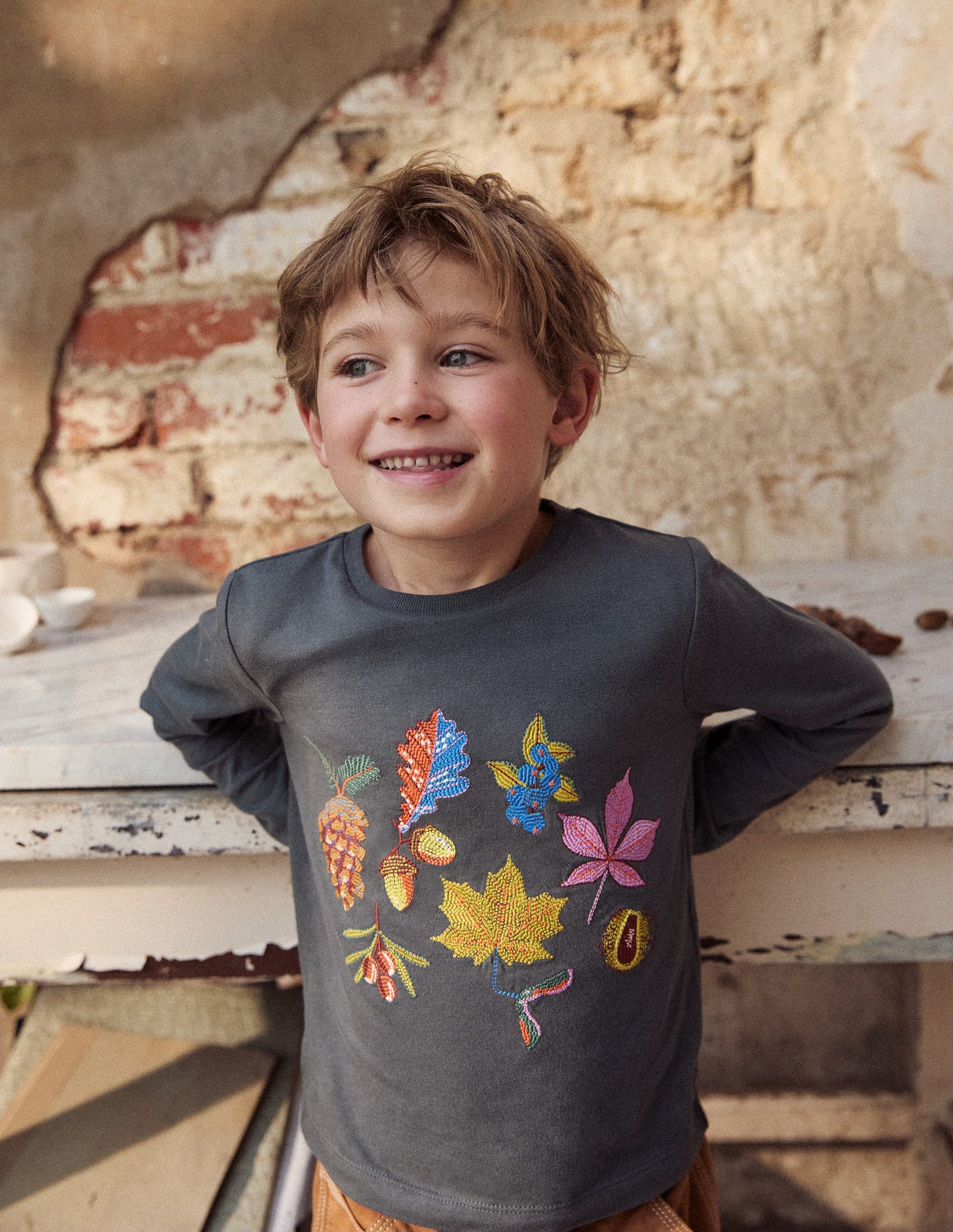 Fun Superstitch Grid T-Shirt-Smoke Autumn Leaves-4