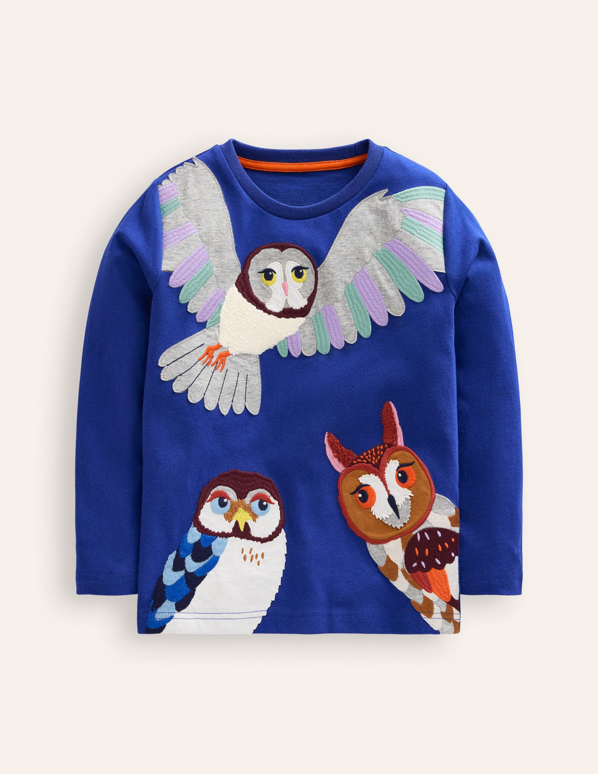 Owl Applique T-Shirt-Sapphire Blue Owls - Image 1
