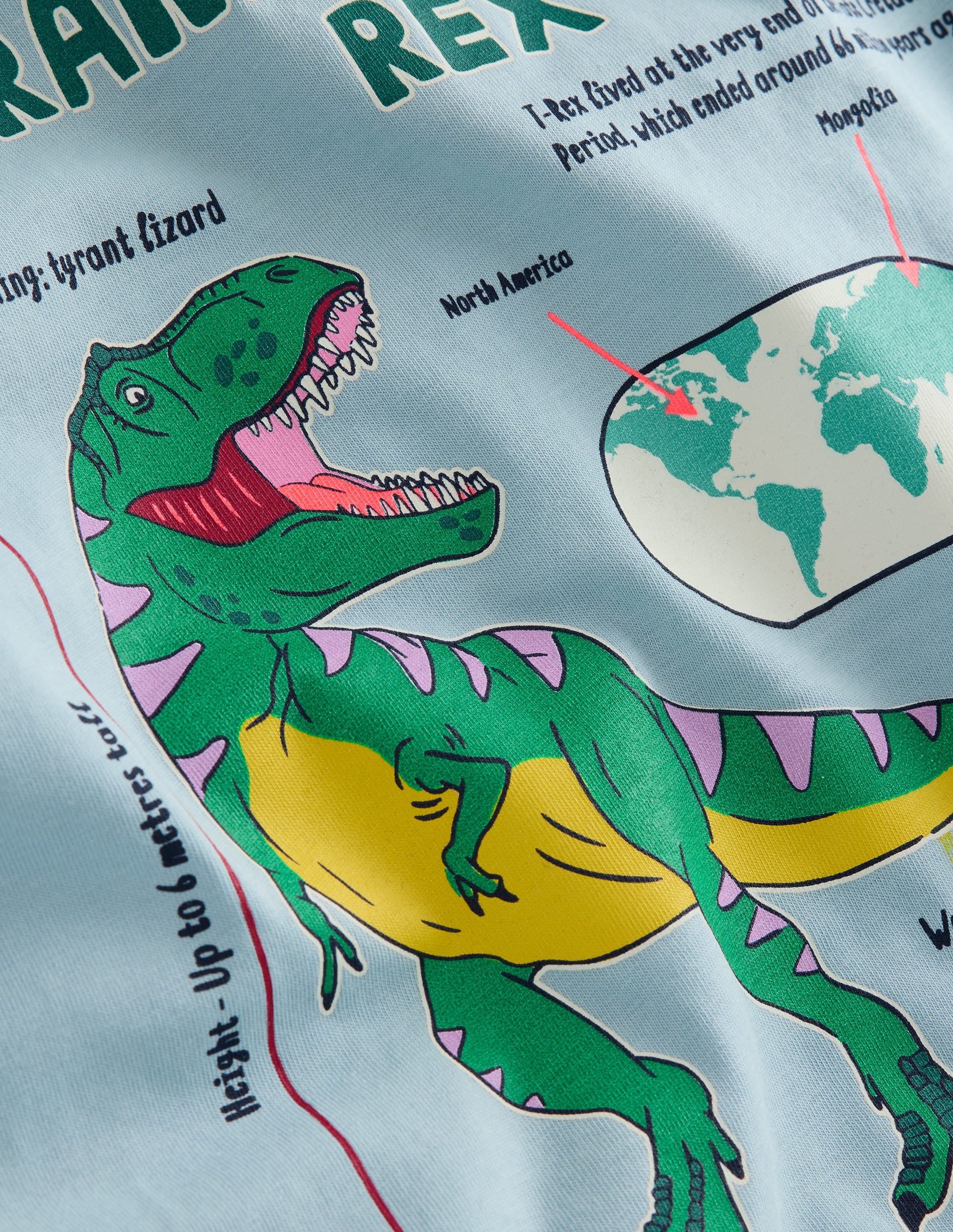 Glow-In-The-Dark T-Shirt-Stonewash Blue Dino - Image 3