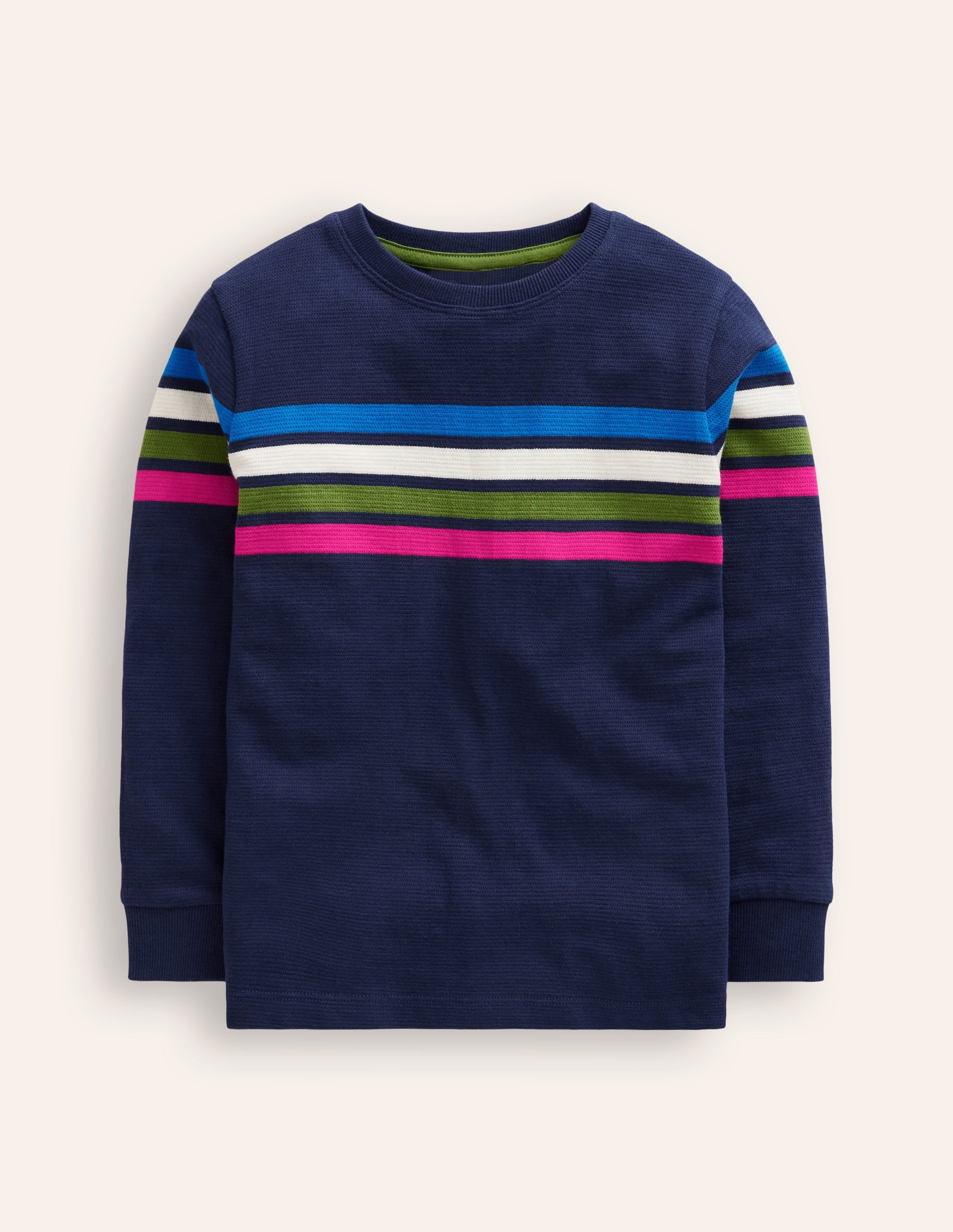 Textured T-Shirt-College Navy Chest Stripe - Image 1
