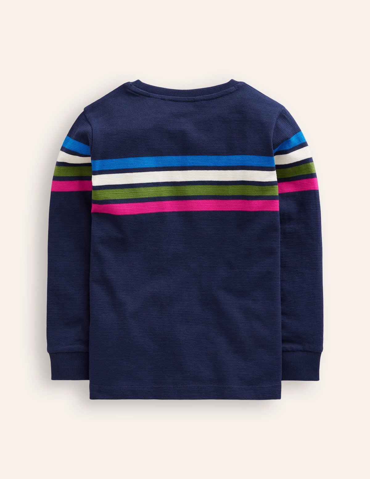 Textured T-Shirt-College Navy Chest Stripe - Image 2