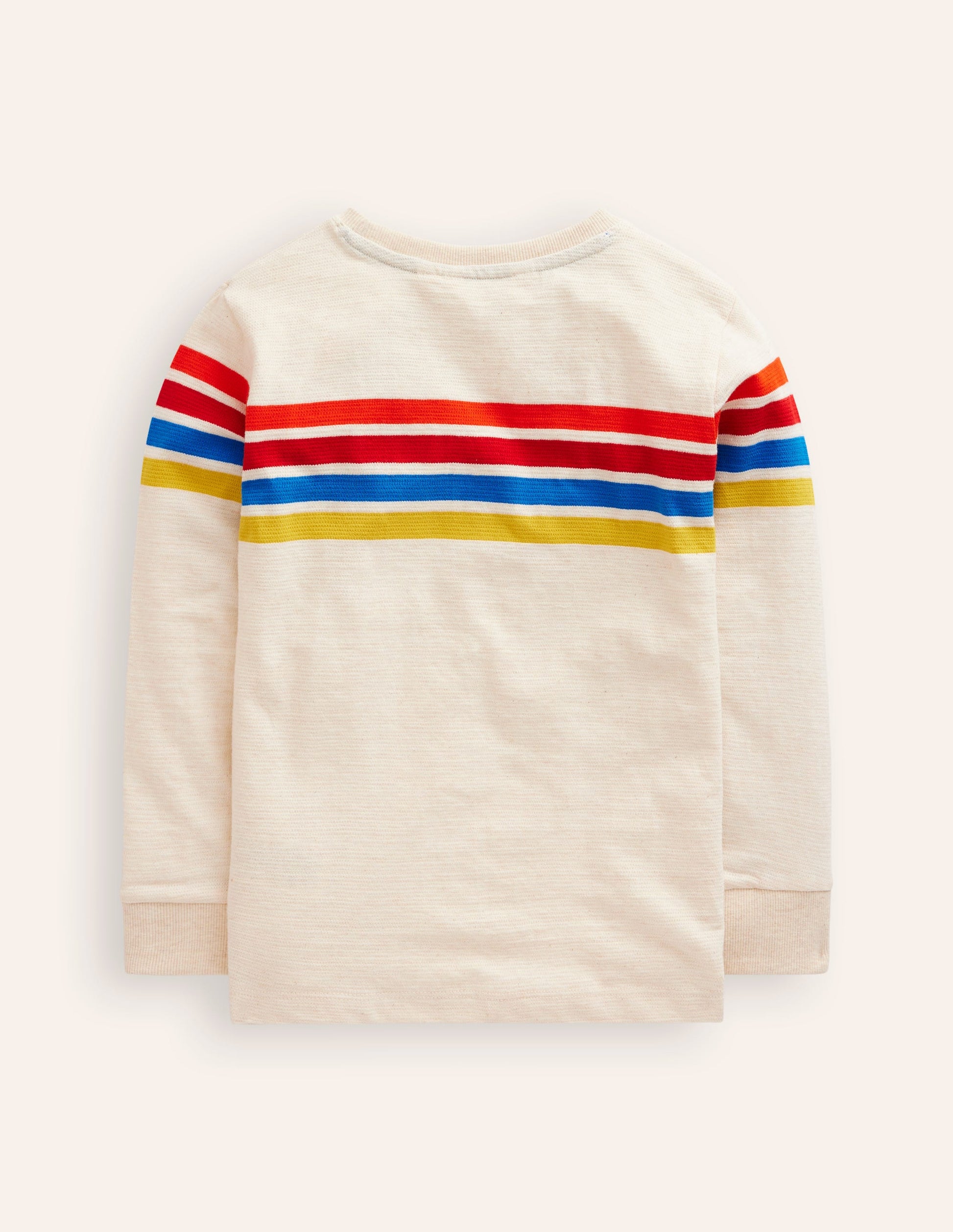 Textured T-Shirt-Oatmeal Marl Chest Stripe-2