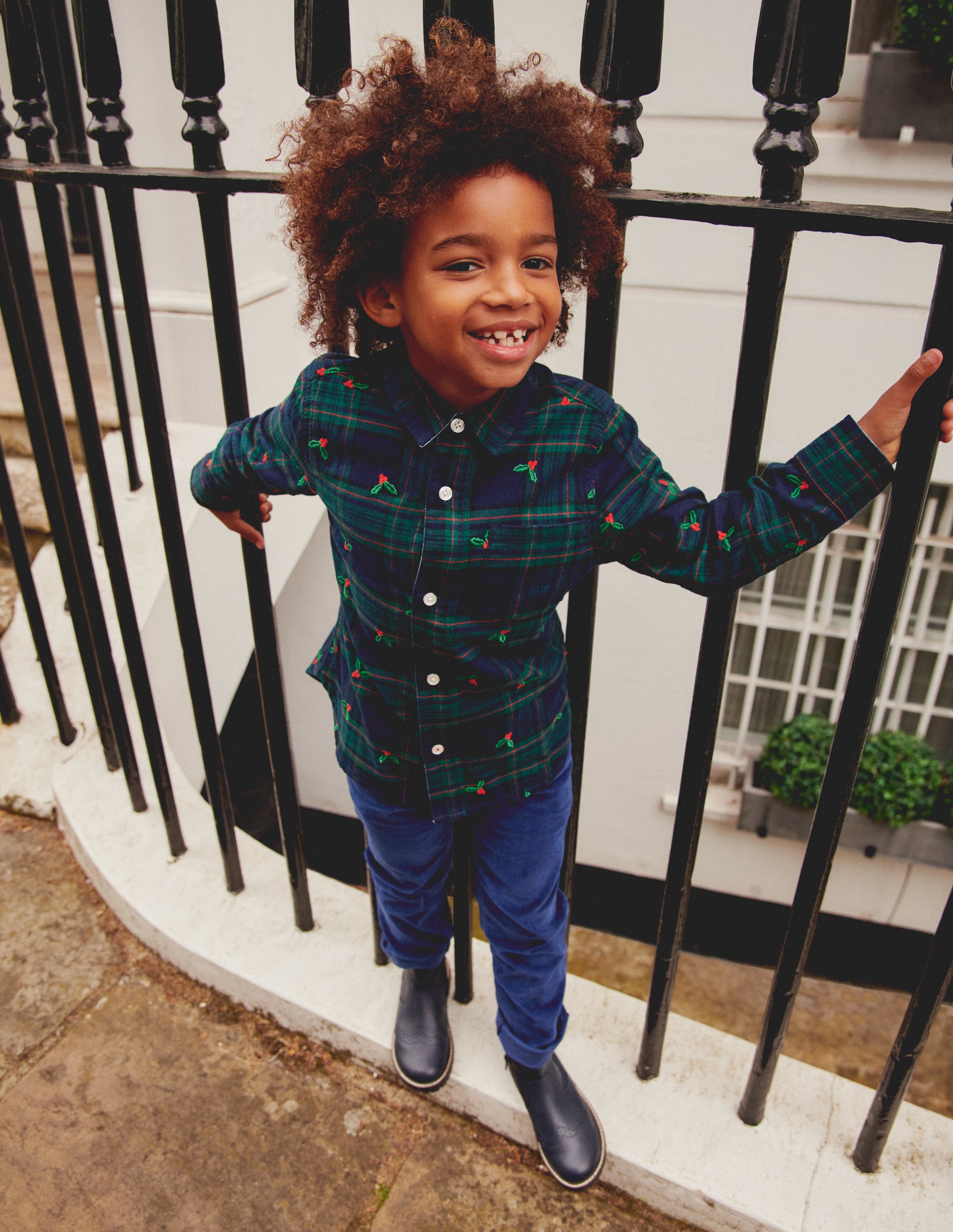 Cosy Cotton Check Shirt-Christmas Embroidered Check - Image 4
