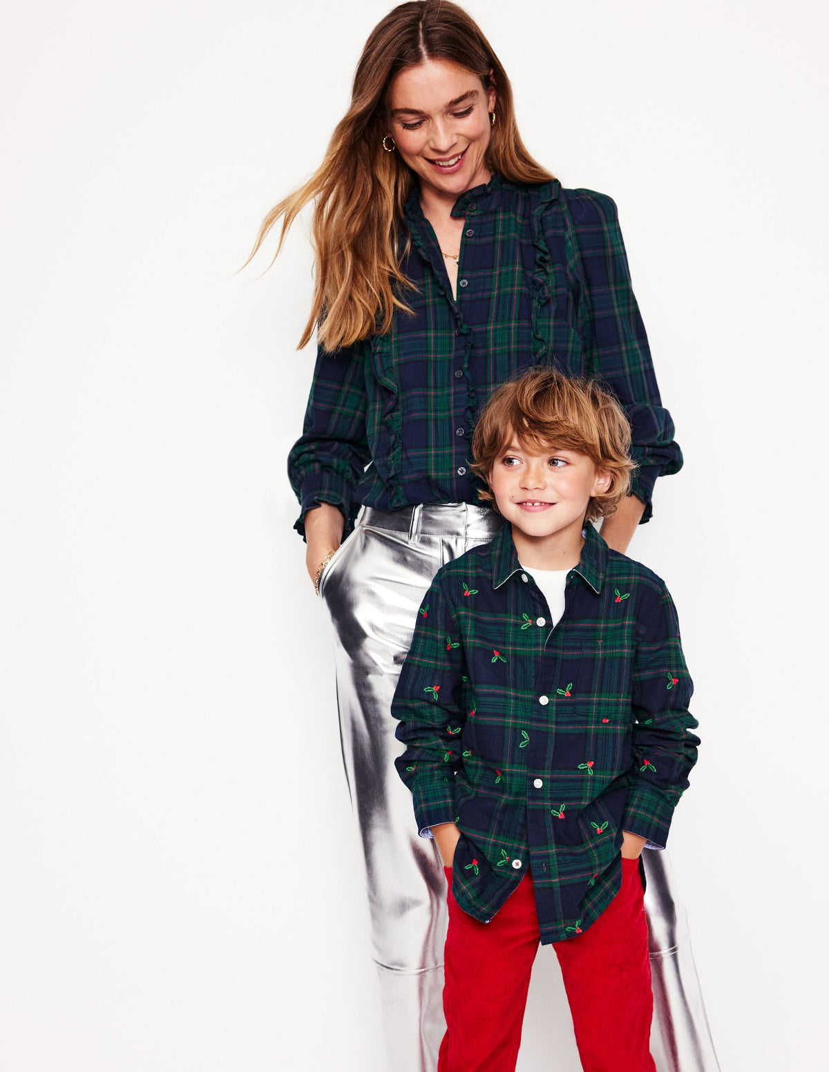 Cosy Cotton Check Shirt-Christmas Embroidered Check-6