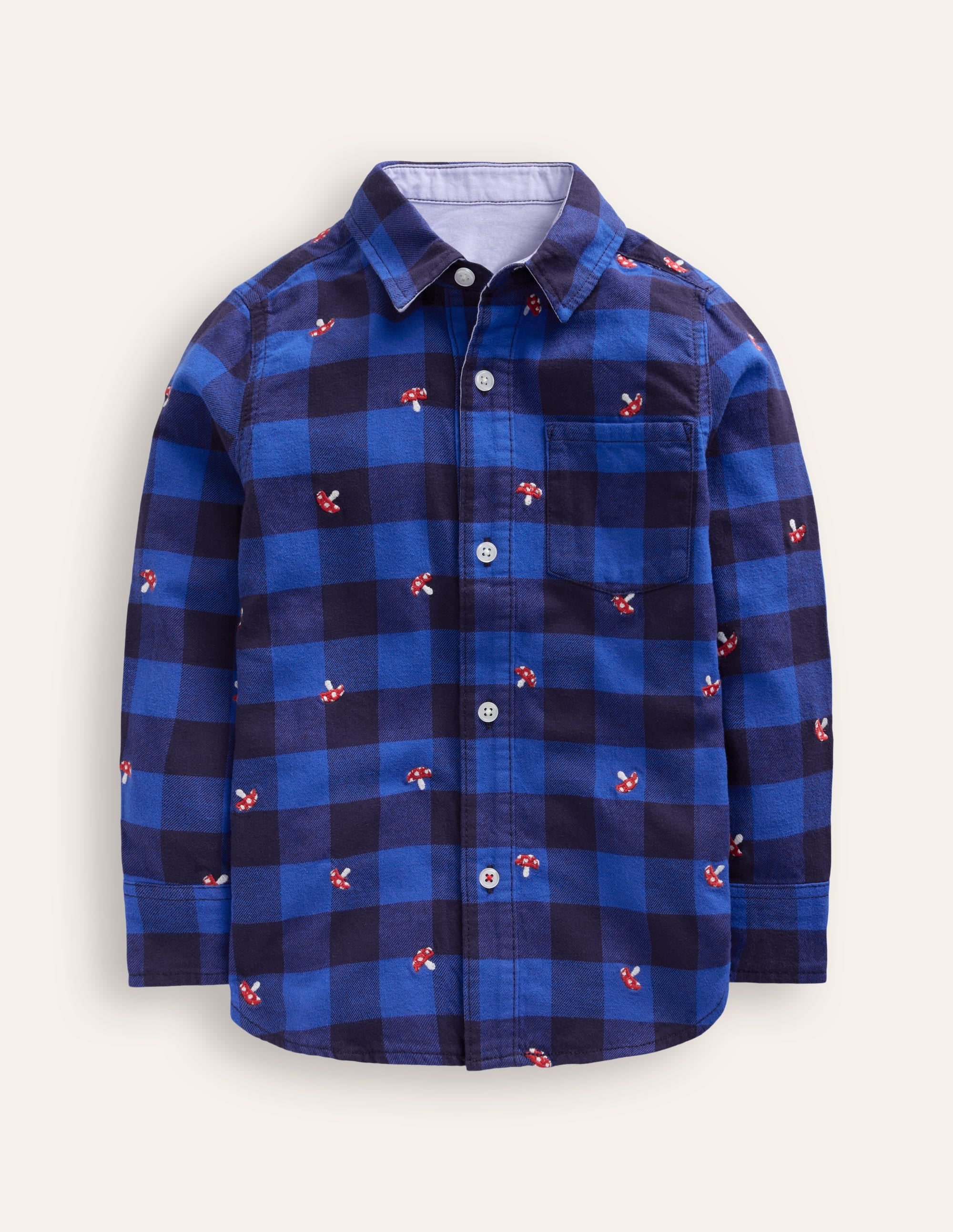 Cosy Cotton Check Shirt-Embroidered Toadstool Check - Image 1