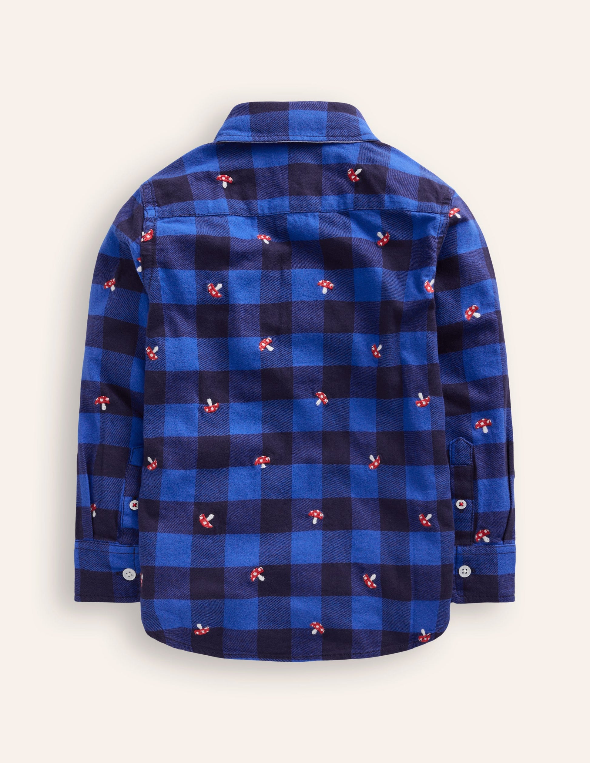 Cosy Cotton Check Shirt-Embroidered Toadstool Check-2