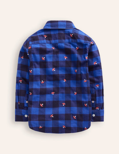 Cosy Cotton Check Shirt-Embroidered Toadstool Check-2