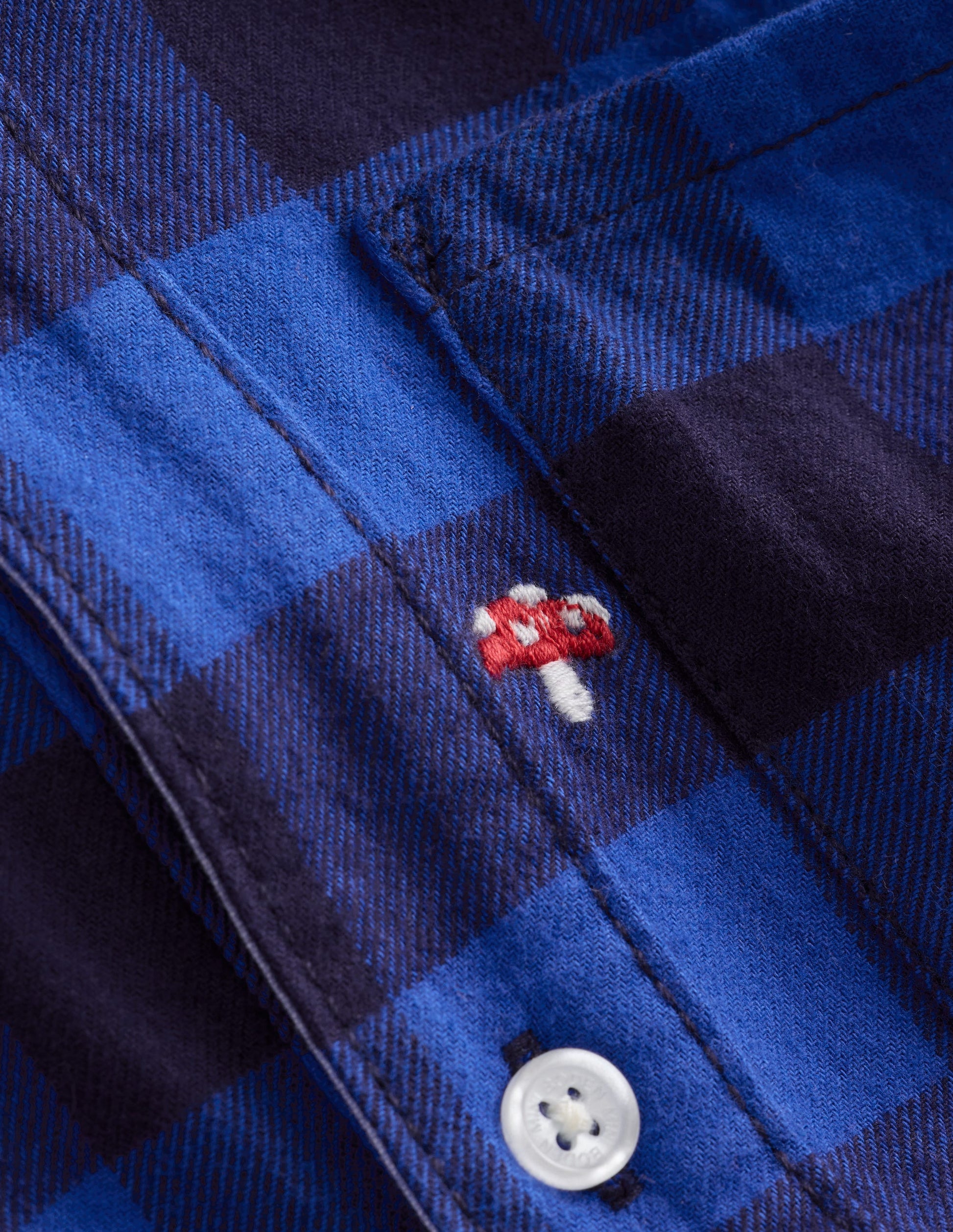 Cosy Cotton Check Shirt-Embroidered Toadstool Check-3