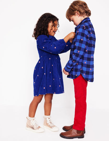 Cosy Cotton Check Shirt-Embroidered Toadstool Check-4