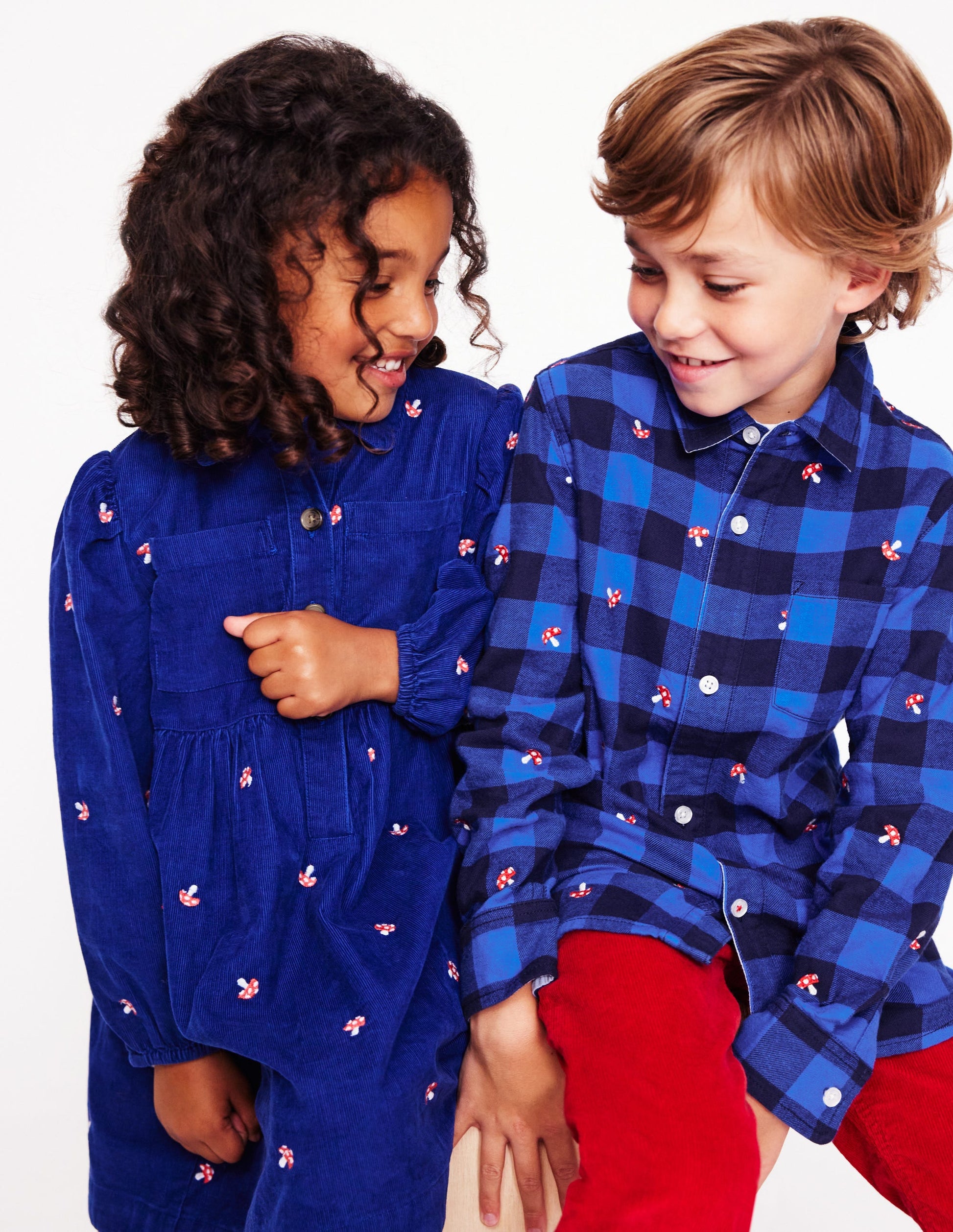 Cosy Cotton Check Shirt-Embroidered Toadstool Check-5