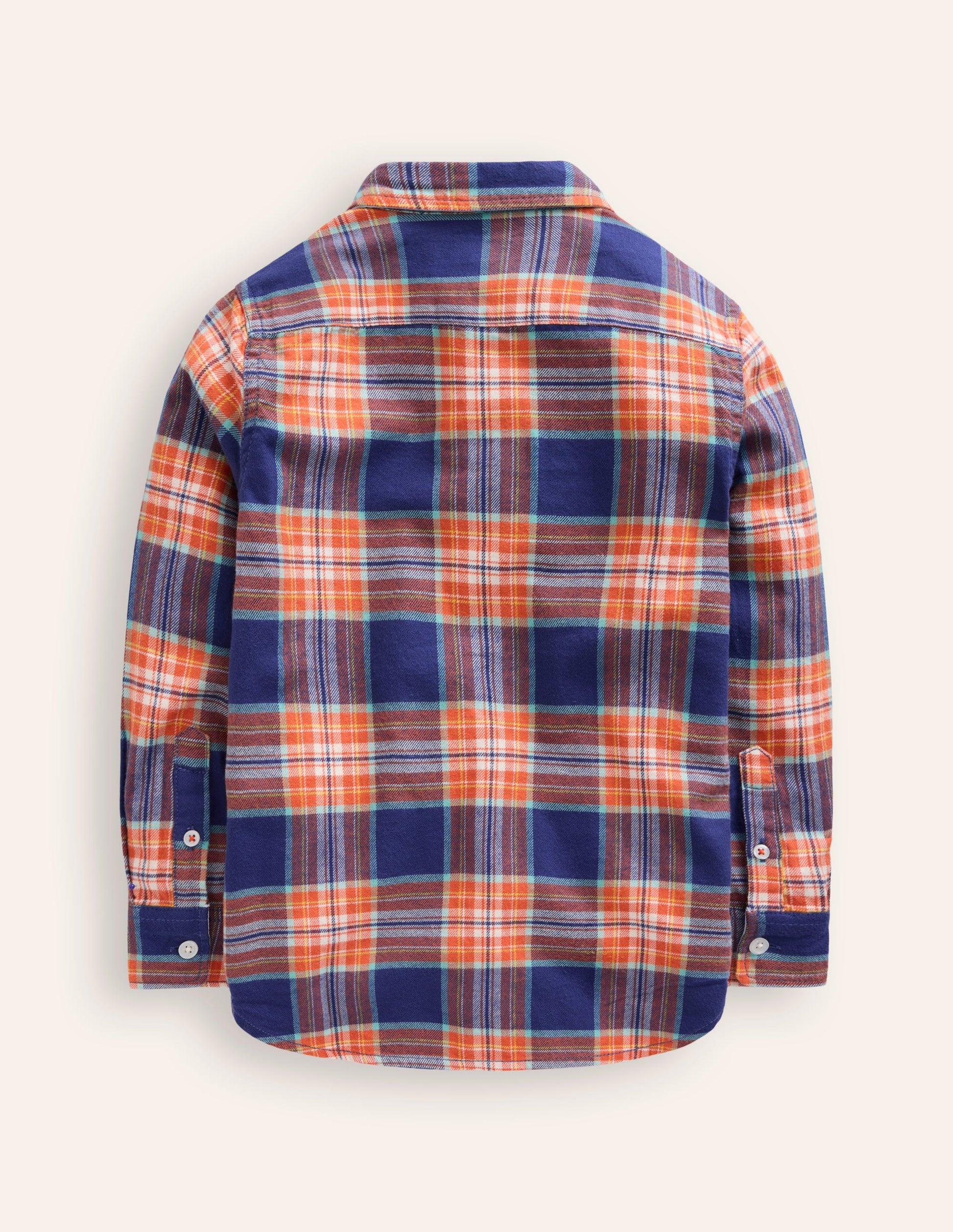 Cosy Cotton Check Shirt-Starboard/Terracotta Orange-2