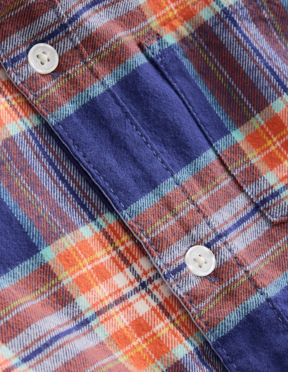 Cosy Cotton Check Shirt-Starboard/Terracotta Orange-3