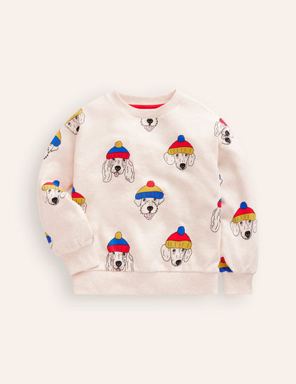 Printed Sweatshirt-oatmeal dude dogs-1
