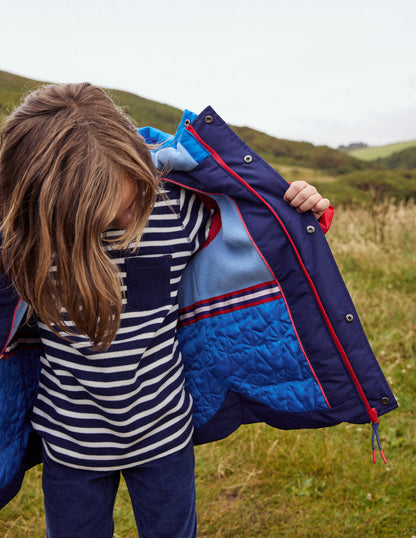 Fleece Lined Padded Coat-College Navy Colourblock-7