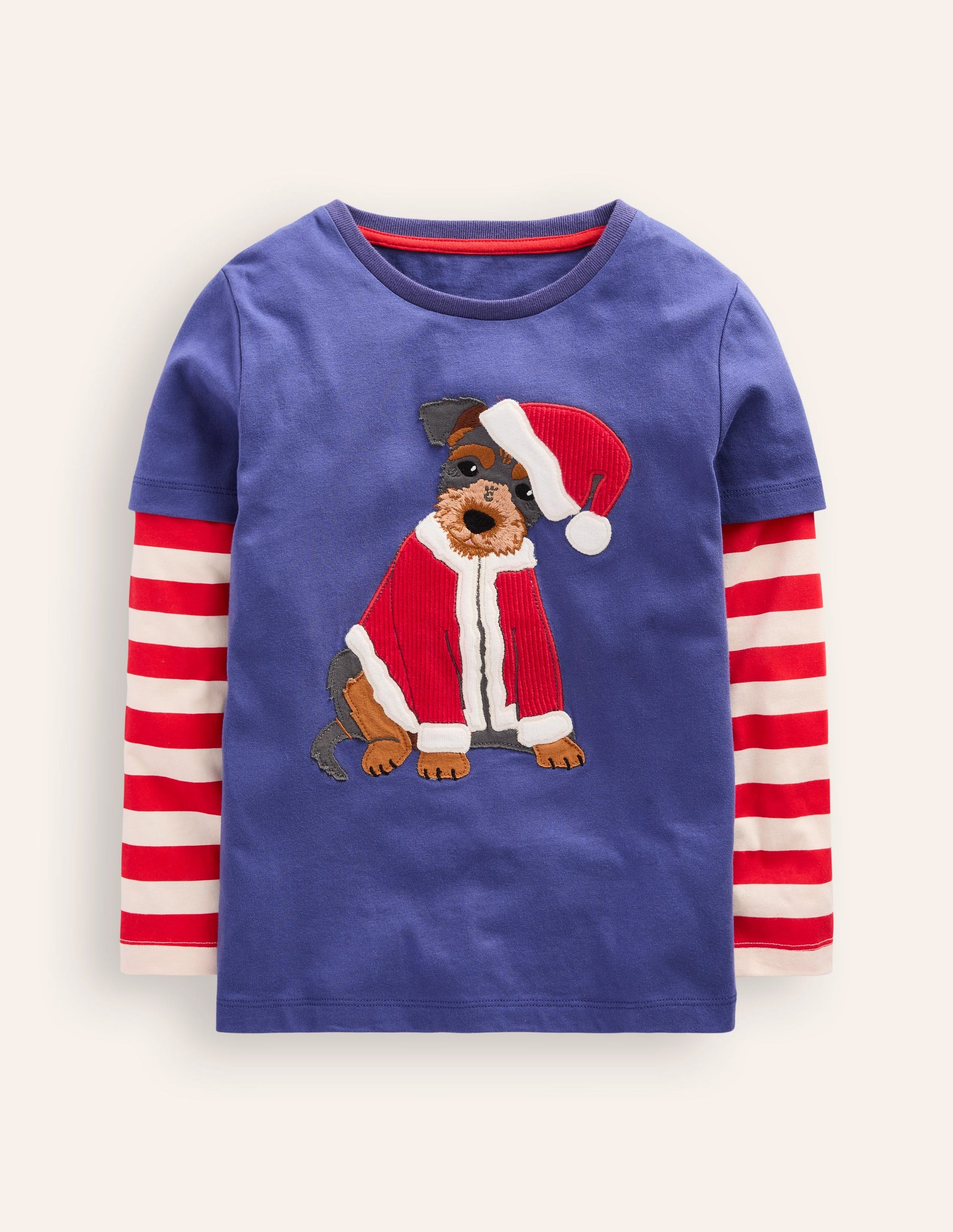 Applique Mock Sleeve T-Shirt-Bluejay Janet-1